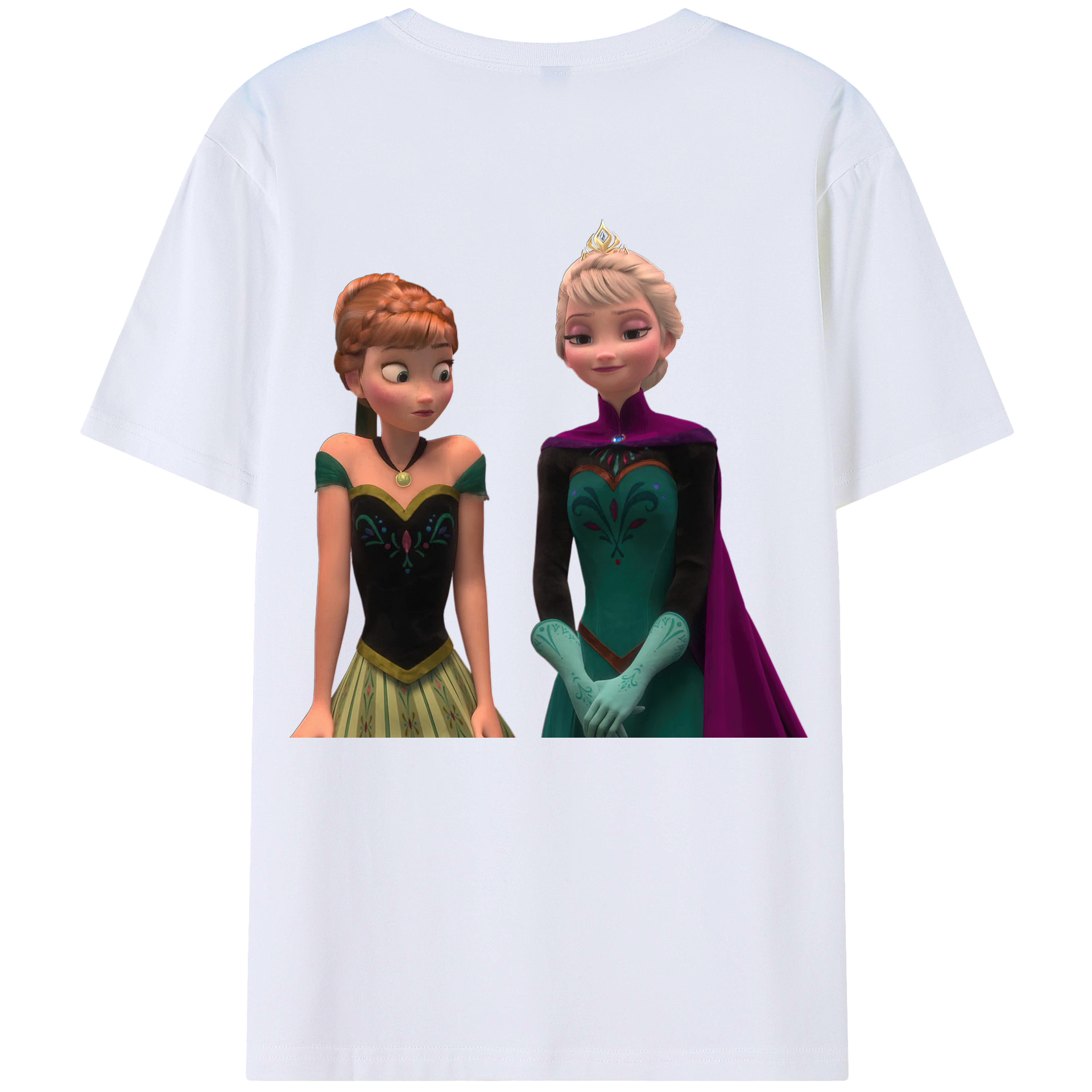 （画像用） アナと雪の女王 アンナ エルサ Frozen Anna Elsa 綿100％ メンズ半袖Tシャツ（バックプリント） 通気性