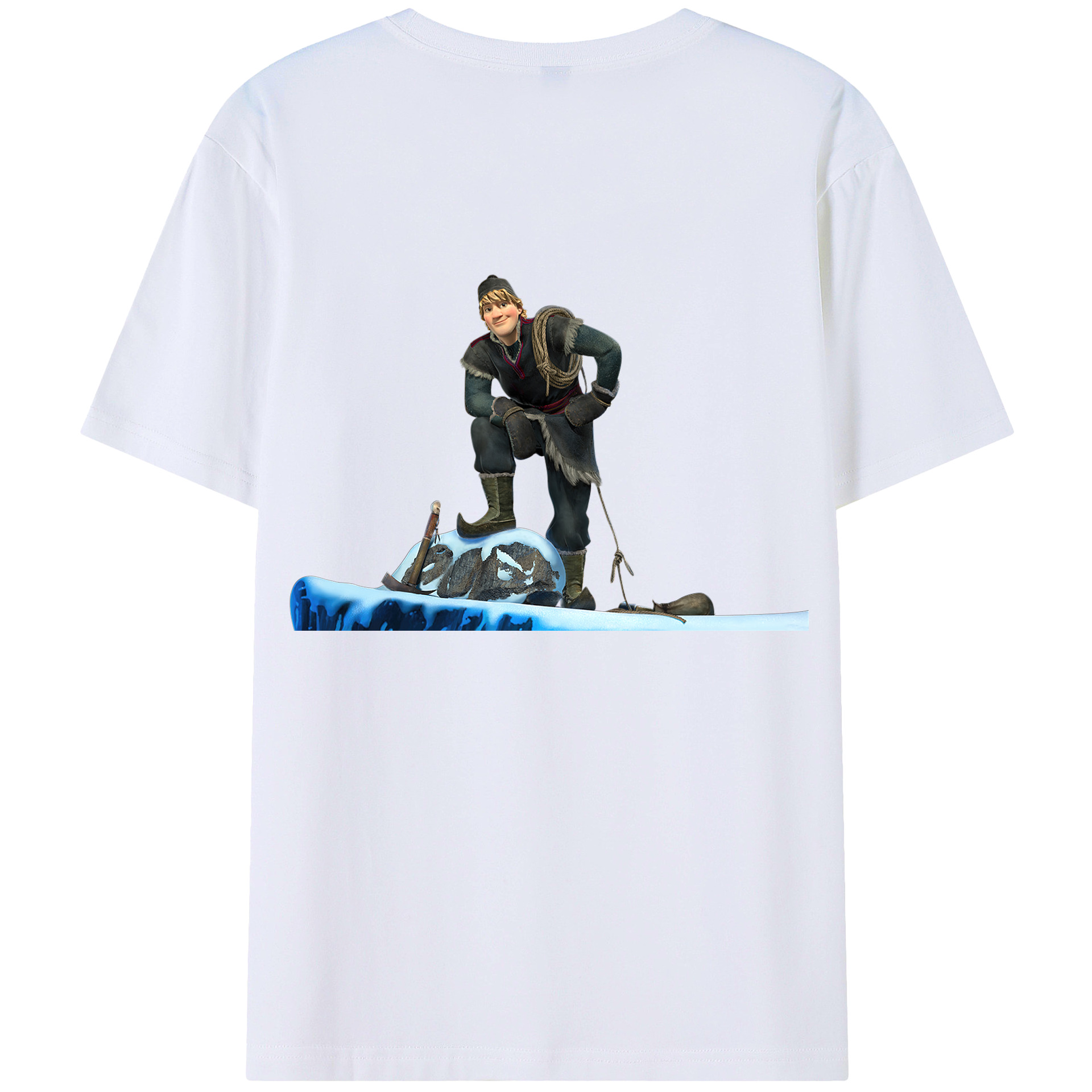 （画像用） アナと雪の女王 アンナ エルサ Frozen Anna Elsa 綿100％ メンズ半袖Tシャツ（バックプリント） 通気性