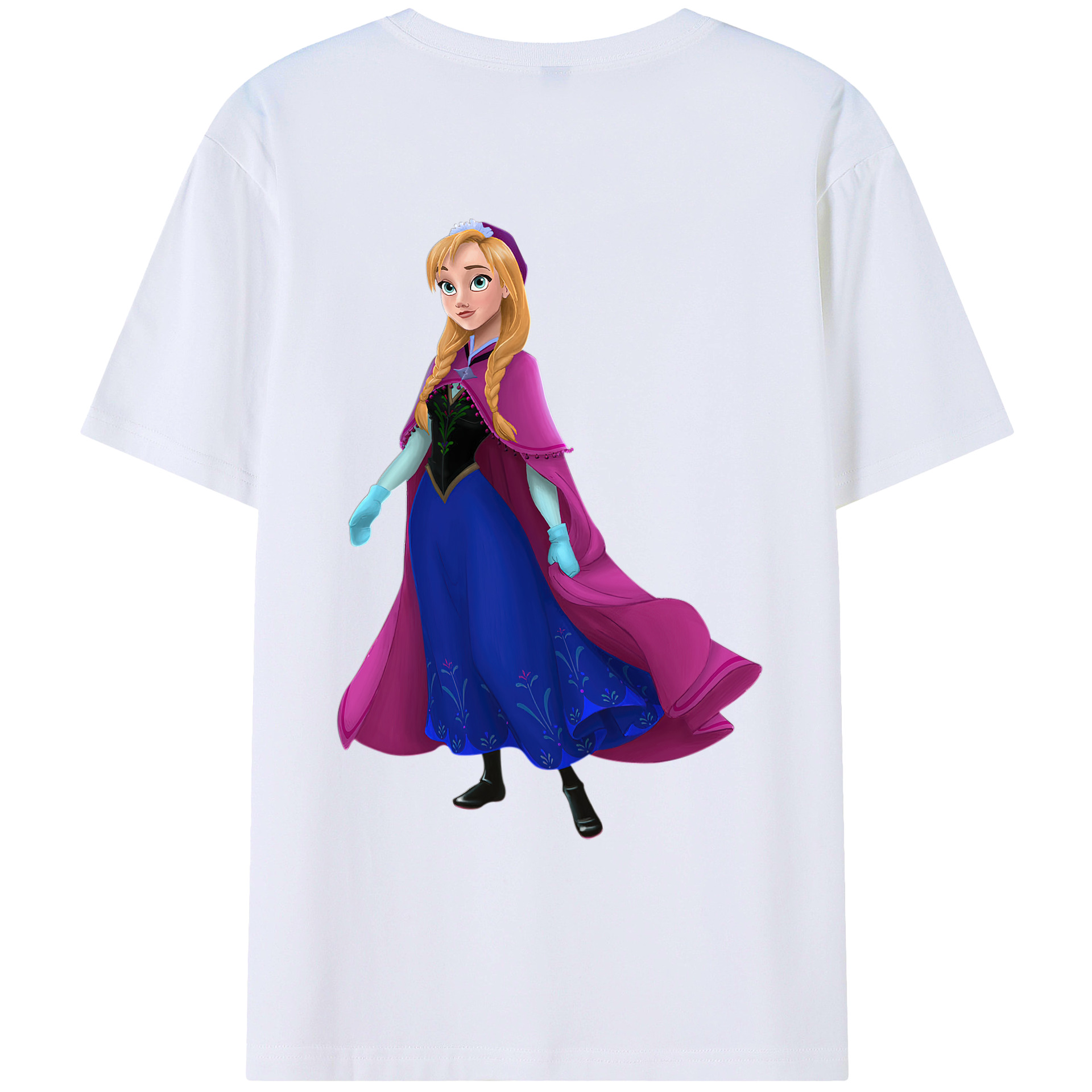 （画像用） アナと雪の女王 アンナ エルサ Frozen Anna Elsa 綿100％ メンズ半袖Tシャツ（バックプリント） 通気性