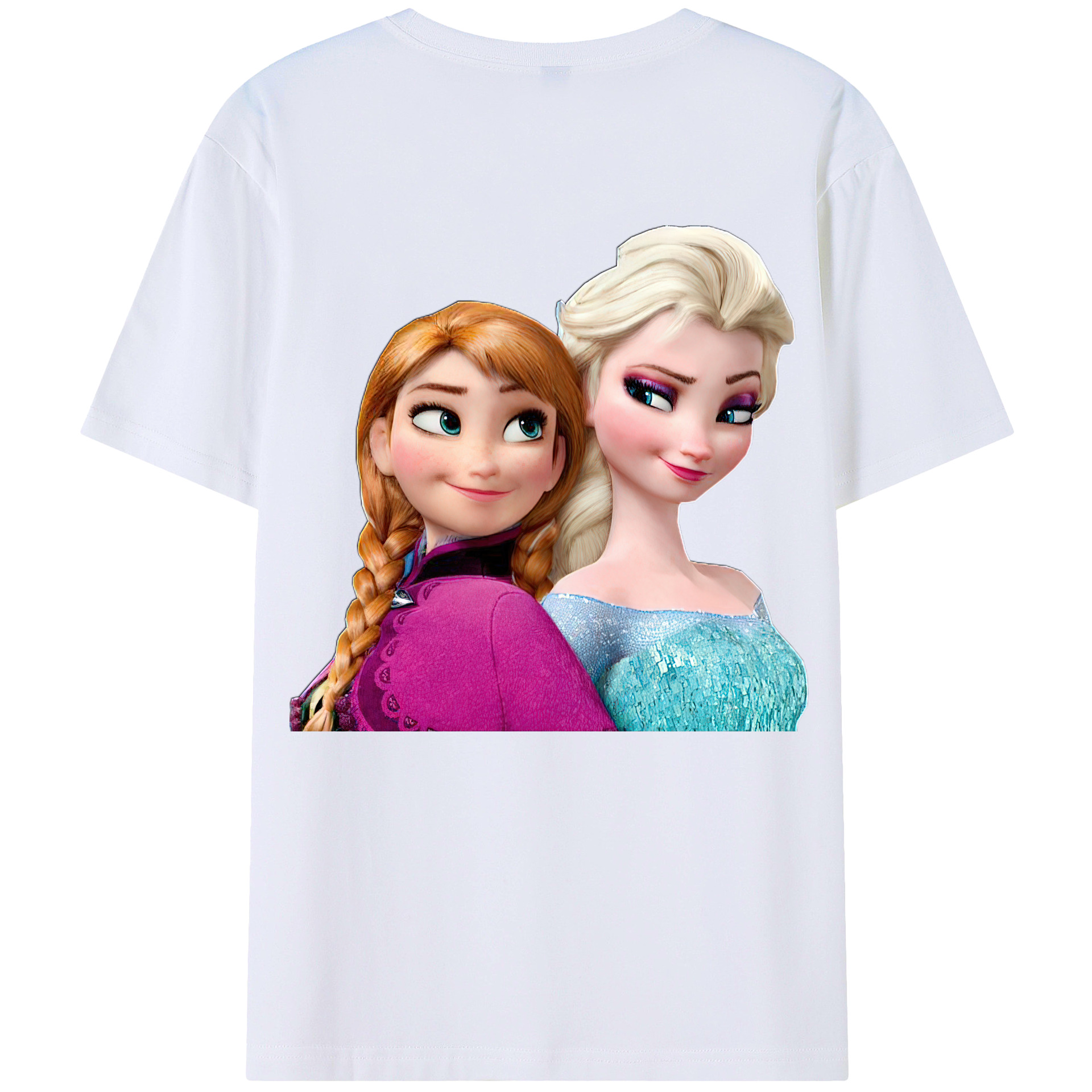 （画像用） アナと雪の女王 アンナ エルサ Frozen Anna Elsa 綿100％ メンズ半袖Tシャツ（バックプリント） 通気性