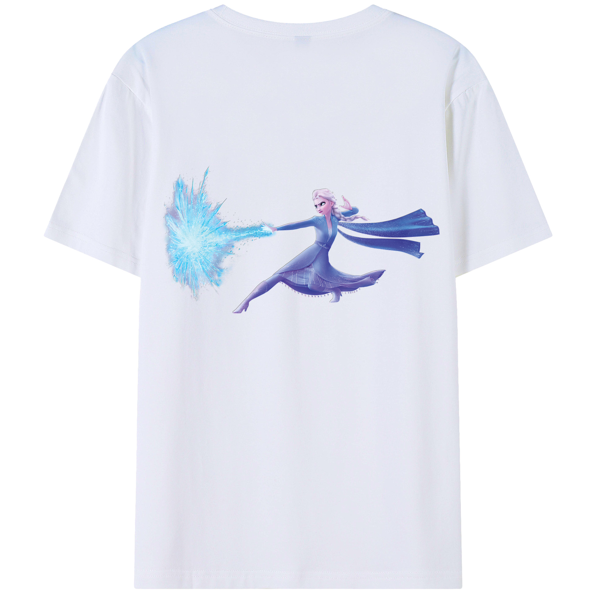 （画像用） アナと雪の女王 アンナ エルサ Frozen Anna Elsa 綿100％ メンズ半袖Tシャツ（バックプリント） 通気性