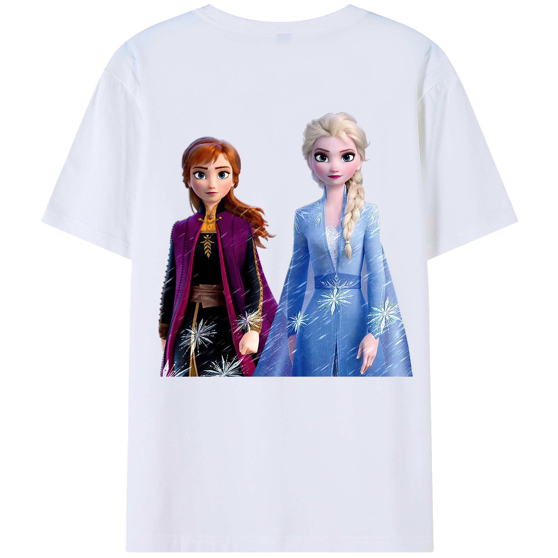 （画像用） アナと雪の女王 アンナ エルサ Frozen Anna Elsa 綿100％ メンズ半袖Tシャツ（バックプリント） 通気性