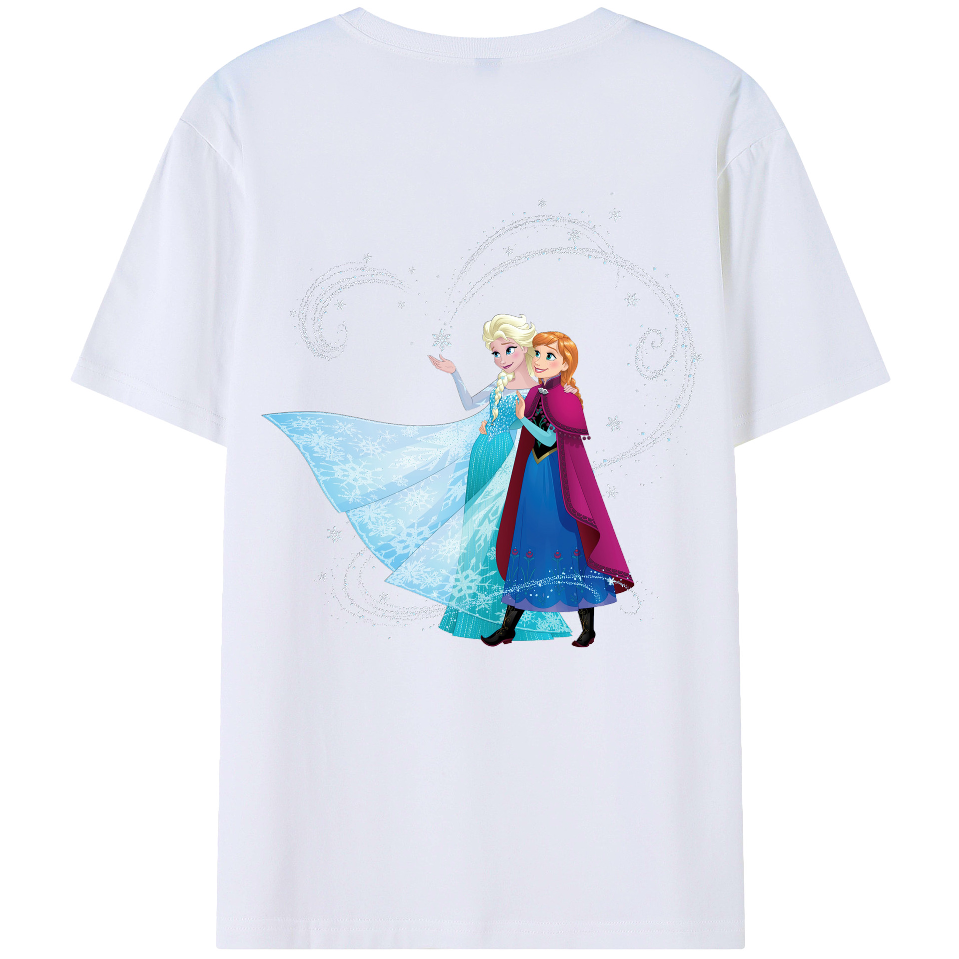 （画像用） アナと雪の女王 アンナ エルサ Frozen Anna Elsa 綿100％ メンズ半袖Tシャツ（バックプリント） 通気性