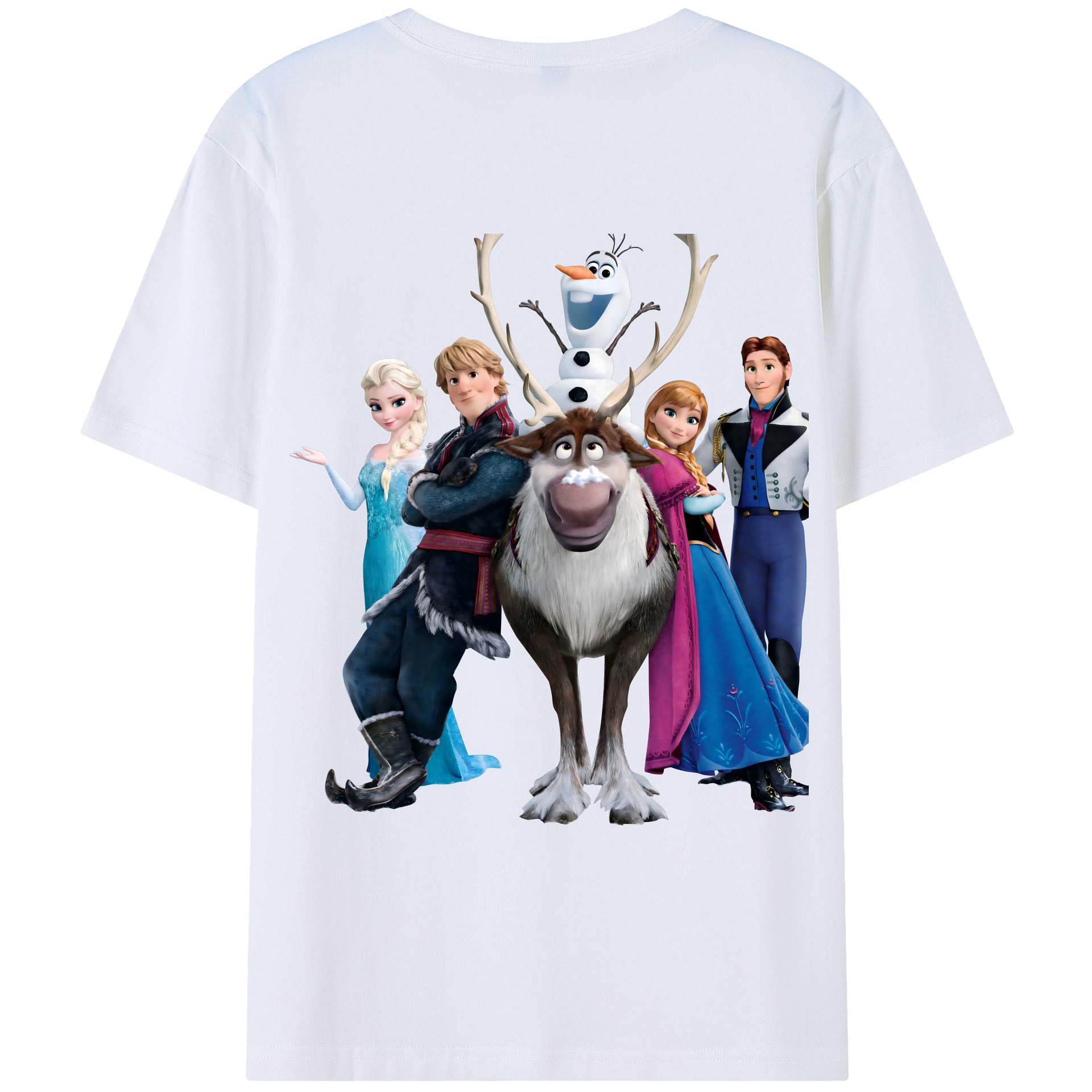 （画像用） アナと雪の女王 アンナ エルサ Frozen Anna Elsa 綿100％ メンズ半袖Tシャツ（バックプリント） 通気性