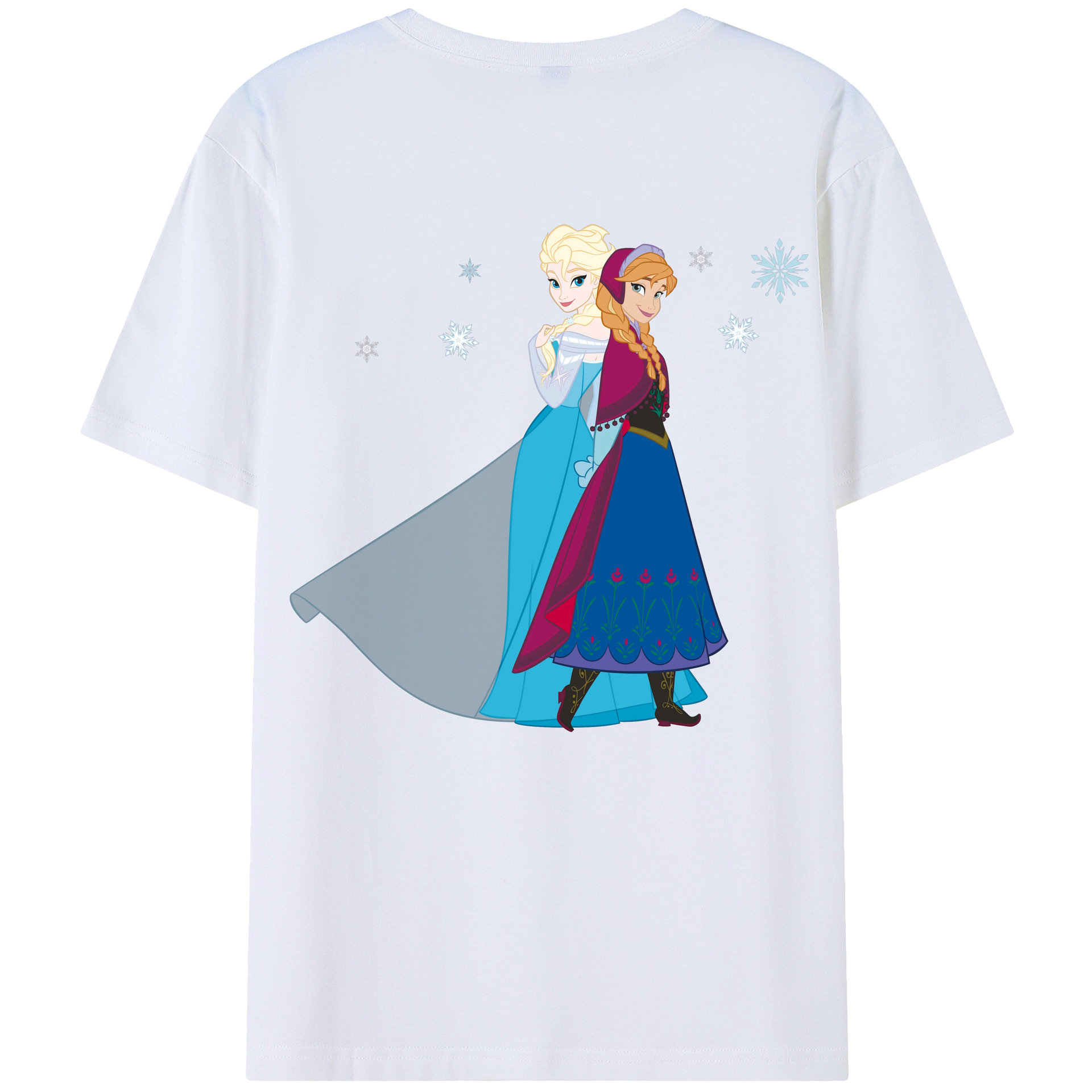 （画像用） アナと雪の女王 アンナ エルサ Frozen Anna Elsa 綿100％ メンズ半袖Tシャツ（バックプリント） 通気性