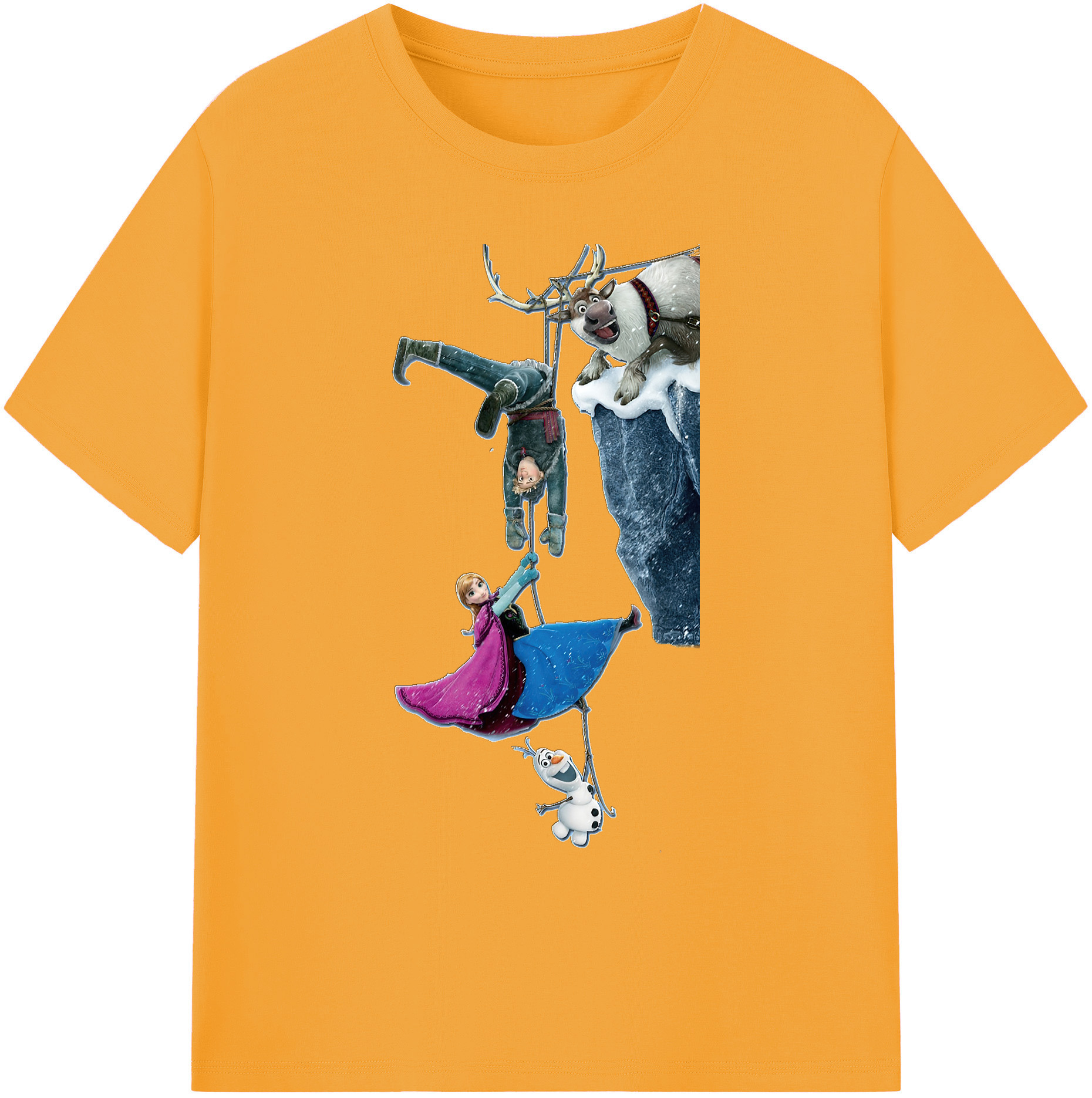（画像用） アナと雪の女王 アンナ エルサ Frozen Anna Elsa 綿100％ メンズ半袖Tシャツ｜肌触りやわらか＆通気性
