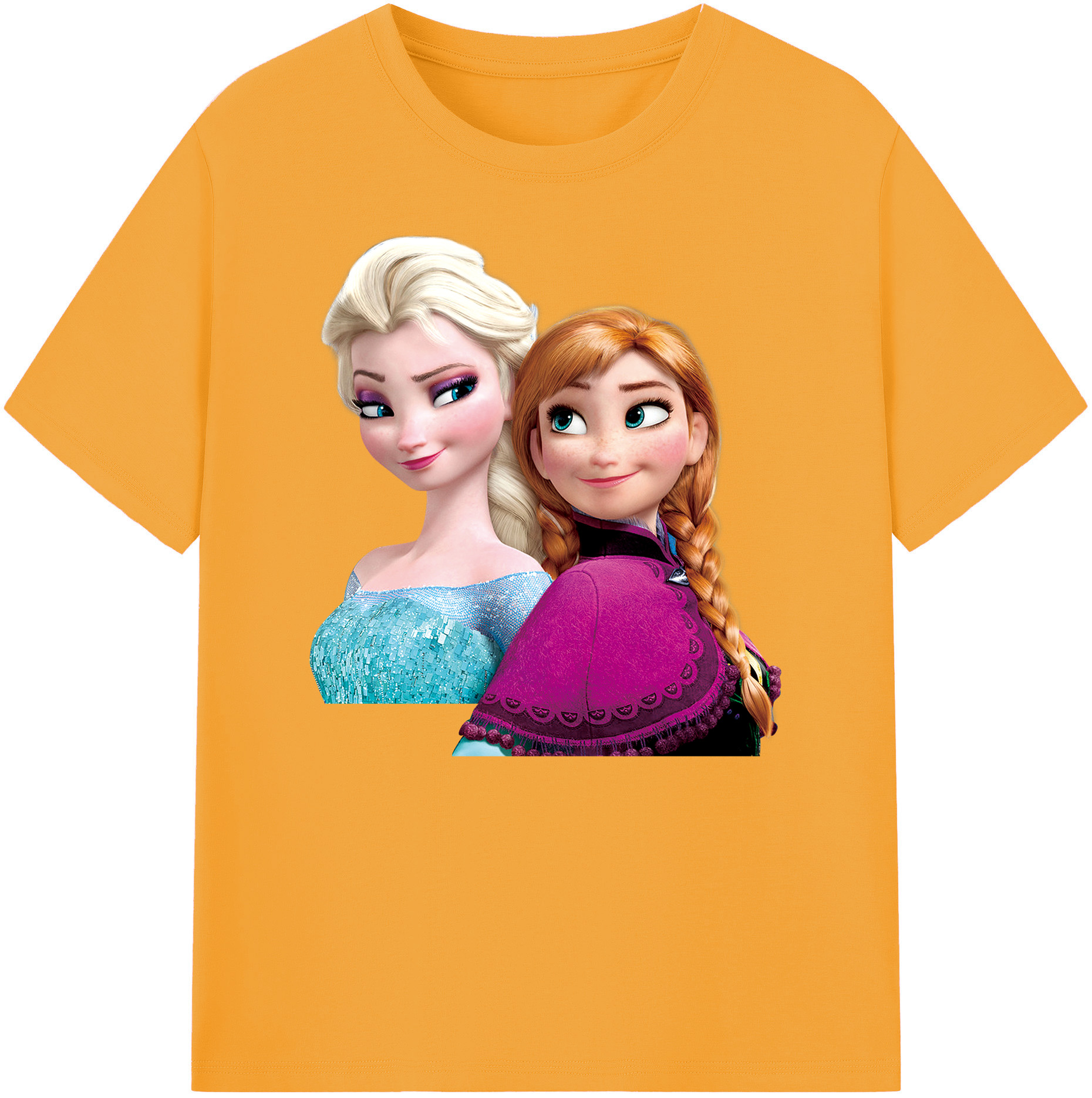 （画像用） アナと雪の女王 アンナ エルサ Frozen Anna Elsa 綿100％ メンズ半袖Tシャツ｜肌触りやわらか＆通気性