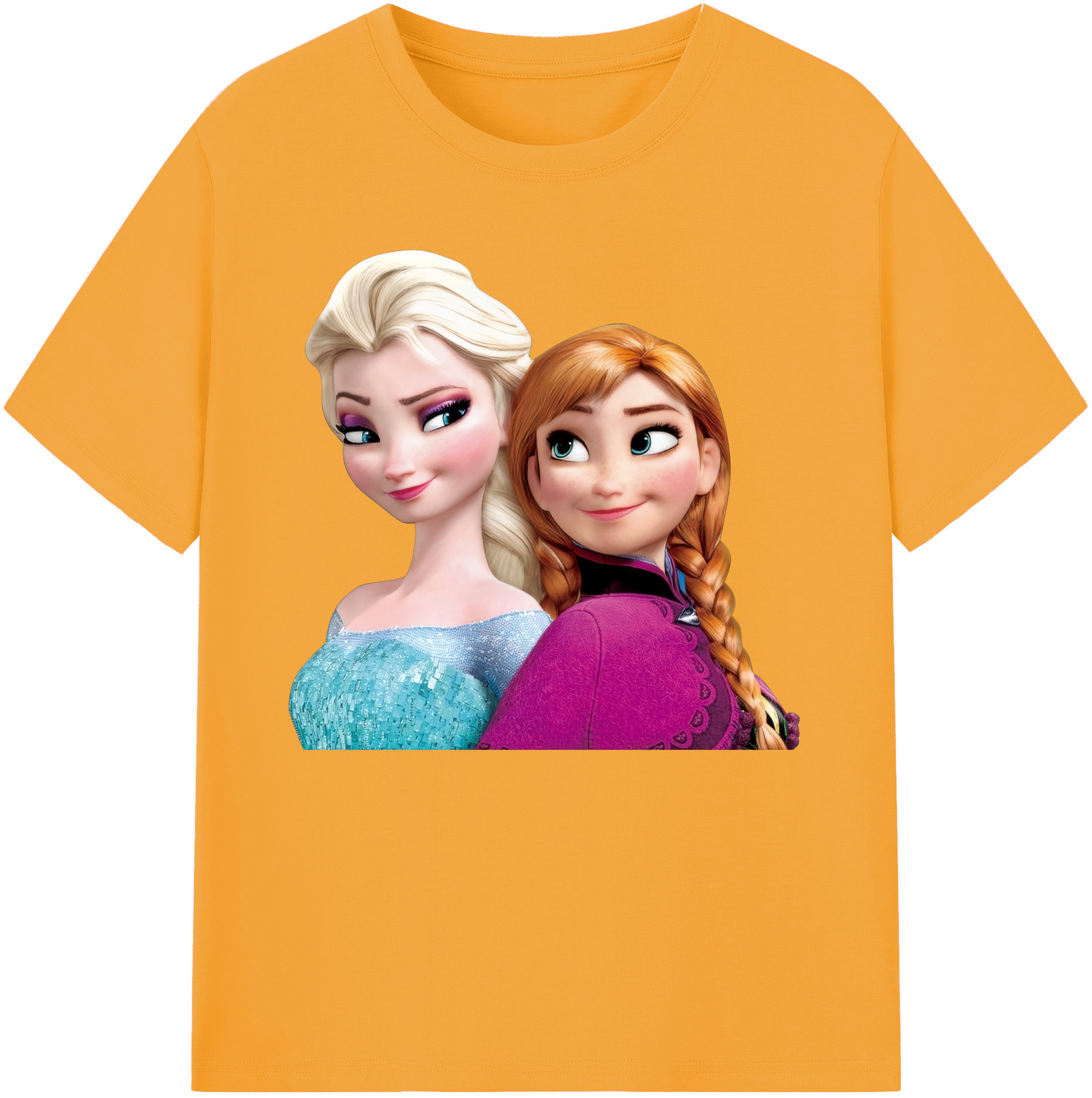 （画像用） アナと雪の女王 アンナ エルサ Frozen Anna Elsa 綿100％ メンズ半袖Tシャツ｜肌触りやわらか＆通気性