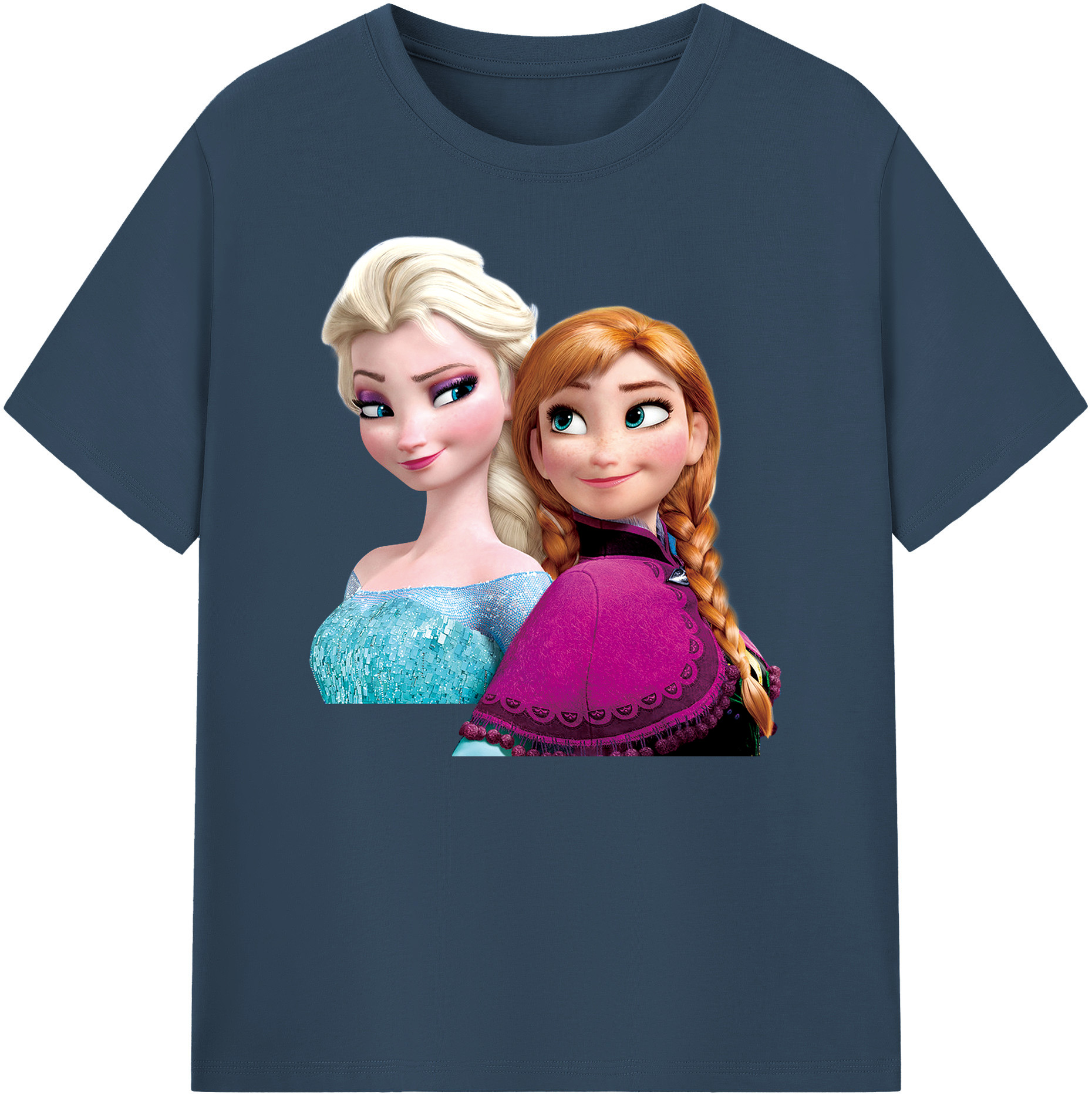（画像用） アナと雪の女王 アンナ エルサ Frozen Anna Elsa 綿100％ メンズ半袖Tシャツ｜肌触りやわらか＆通気性