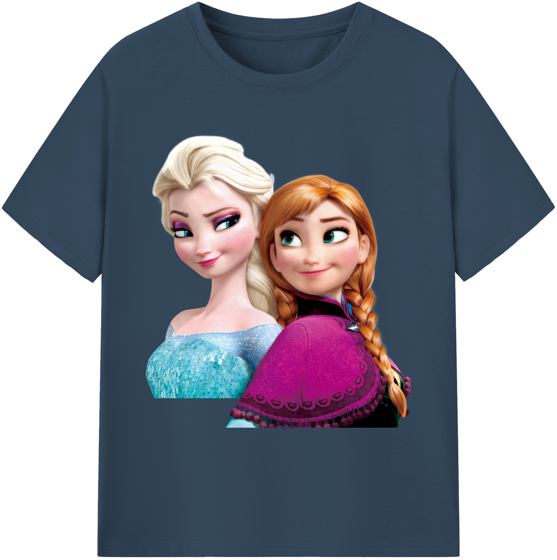 （画像用） アナと雪の女王 アンナ エルサ Frozen Anna Elsa 綿100％ メンズ半袖Tシャツ｜肌触りやわらか＆通気性
