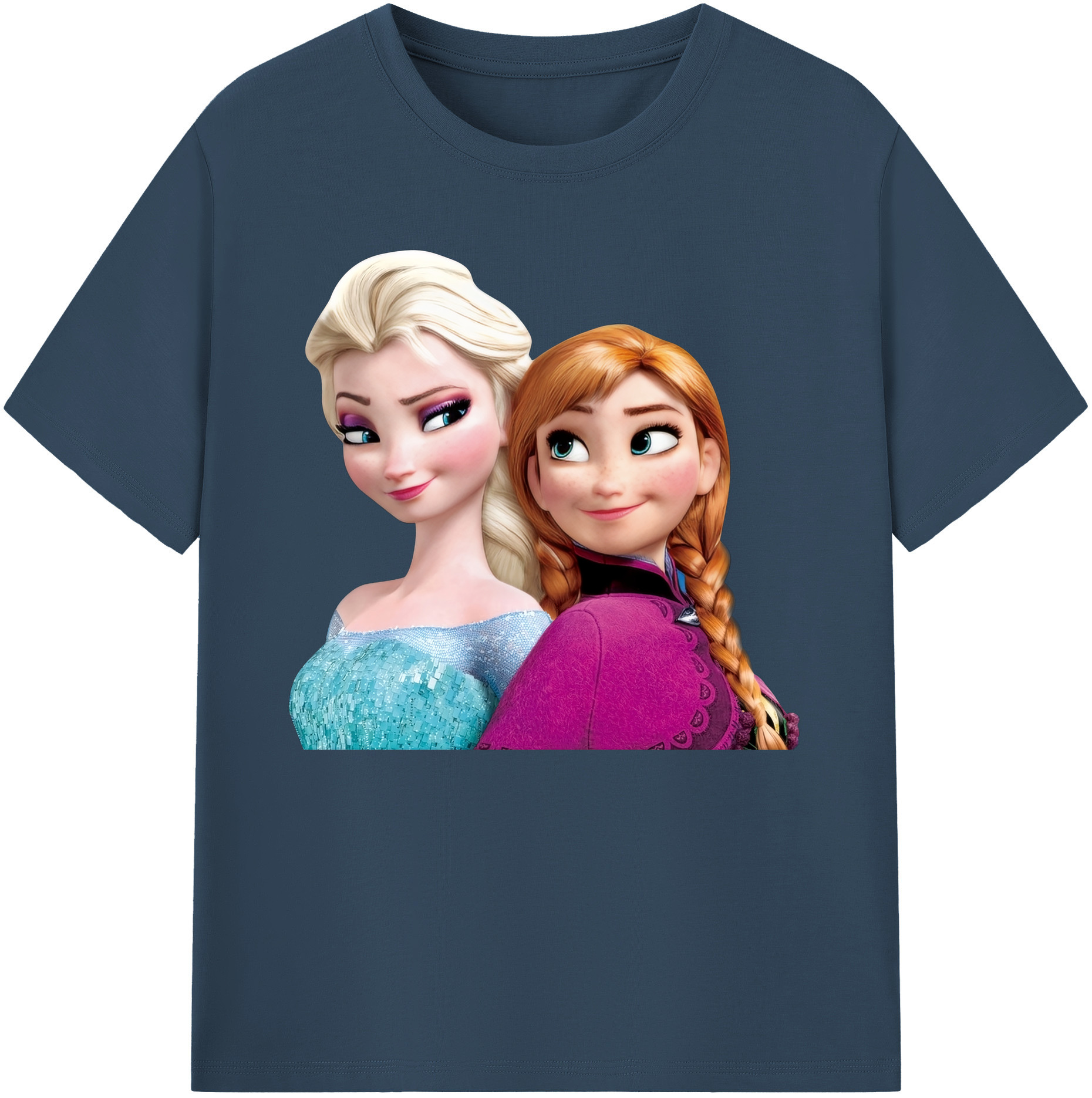 （画像用） アナと雪の女王 アンナ エルサ Frozen Anna Elsa 綿100％ メンズ半袖Tシャツ｜肌触りやわらか＆通気性