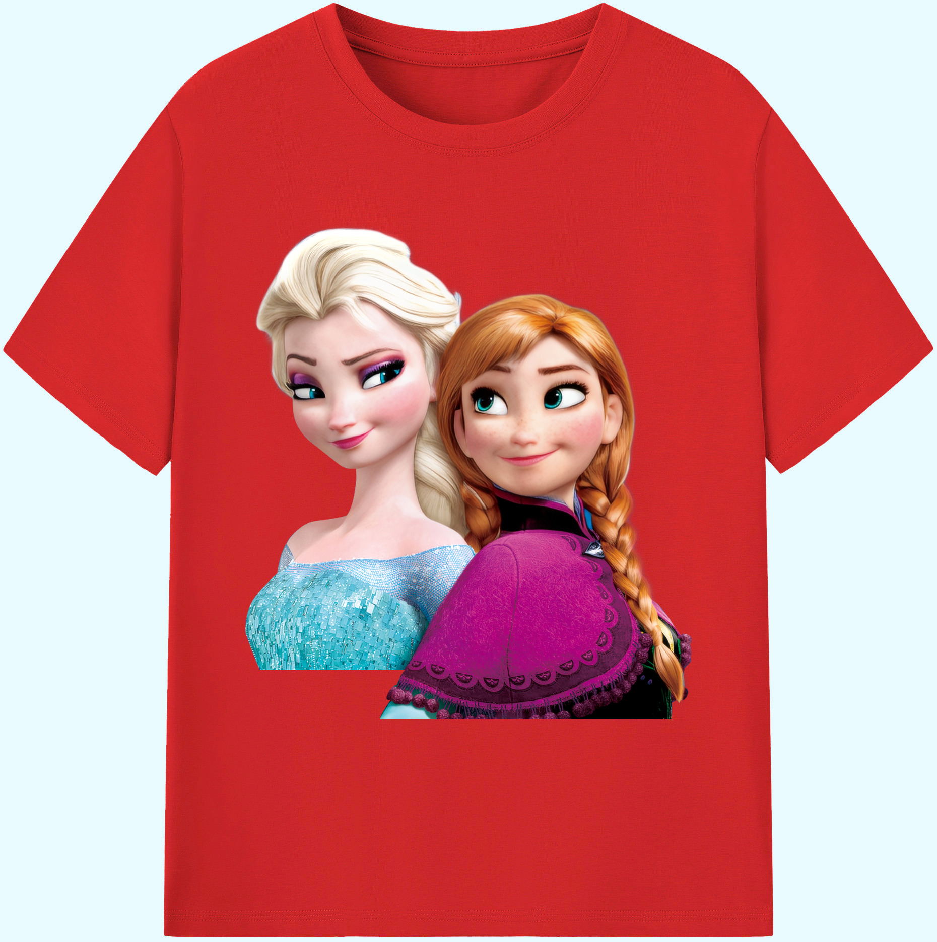 （画像用） アナと雪の女王 アンナ エルサ Frozen Anna Elsa 綿100％ メンズ半袖Tシャツ｜肌触りやわらか＆通気性