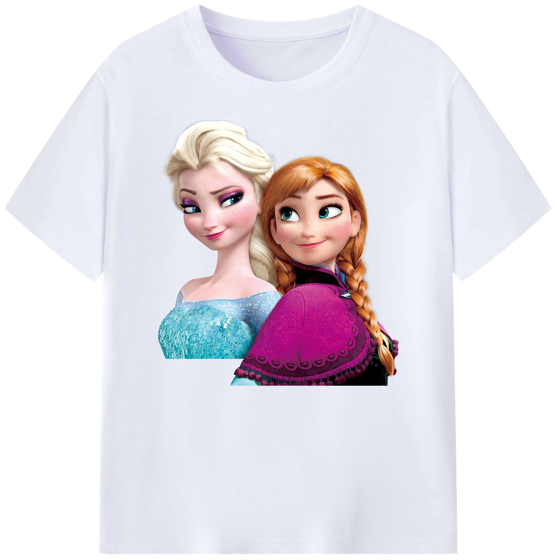 （画像用） アナと雪の女王 アンナ エルサ Frozen Anna Elsa 綿100％ メンズ半袖Tシャツ｜肌触りやわらか＆通気性