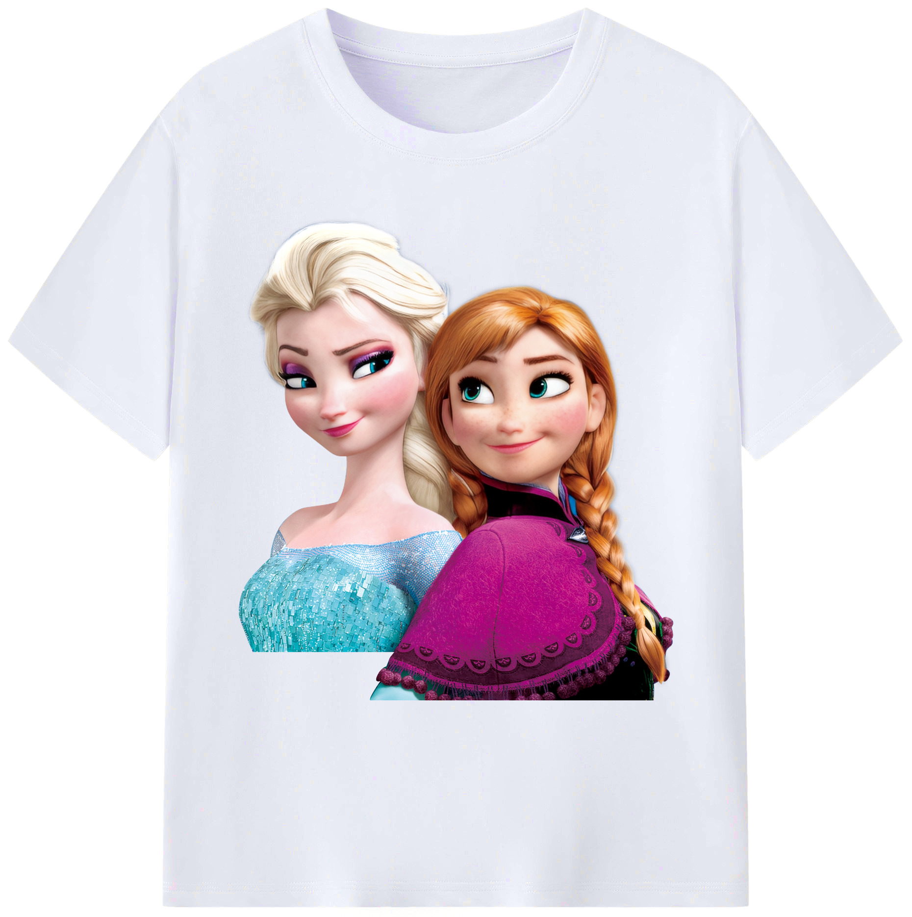 （画像用） アナと雪の女王 アンナ エルサ Frozen Anna Elsa 綿100％ メンズ半袖Tシャツ｜肌触りやわらか＆通気性
