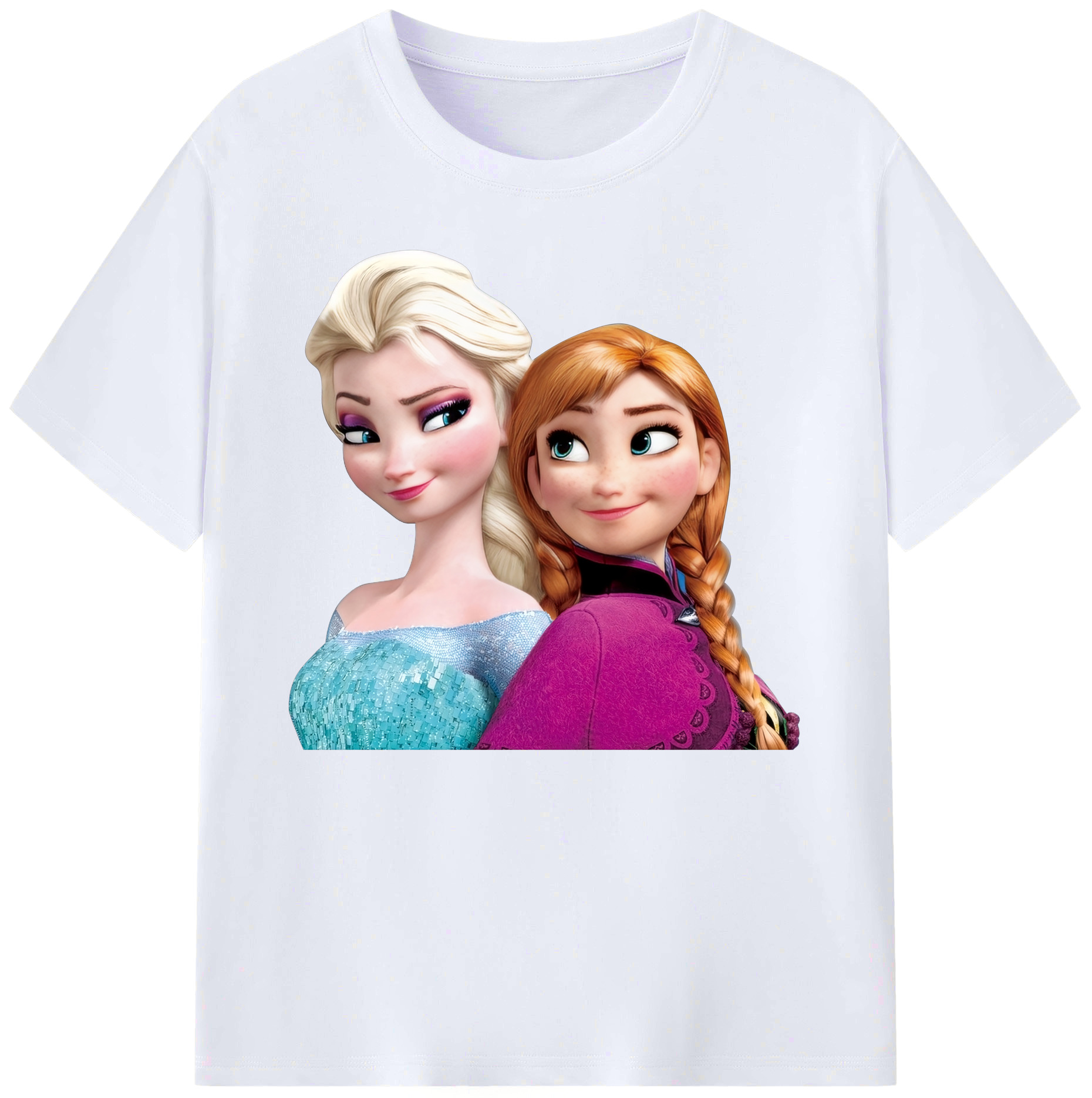 （画像用） アナと雪の女王 アンナ エルサ Frozen Anna Elsa 綿100％ メンズ半袖Tシャツ｜肌触りやわらか＆通気性