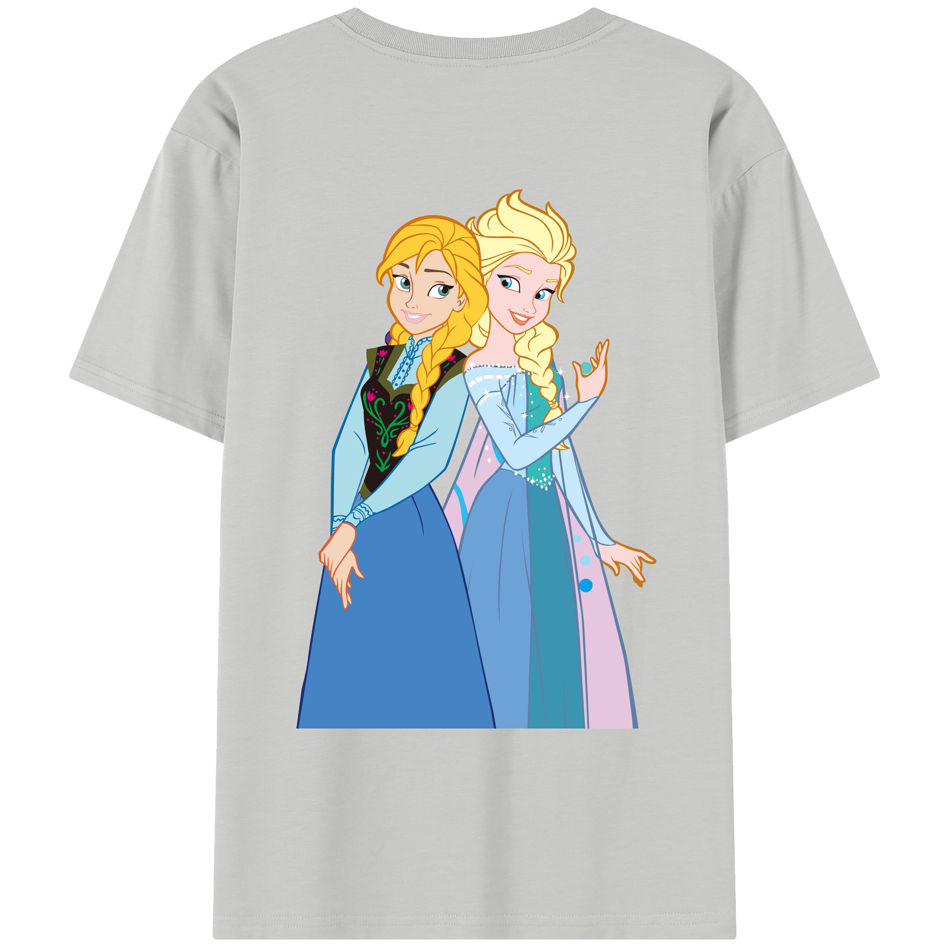 （画像用） アナと雪の女王 アンナ エルサ Frozen Anna Elsa レディース半袖Tシャツ(バックプリント)