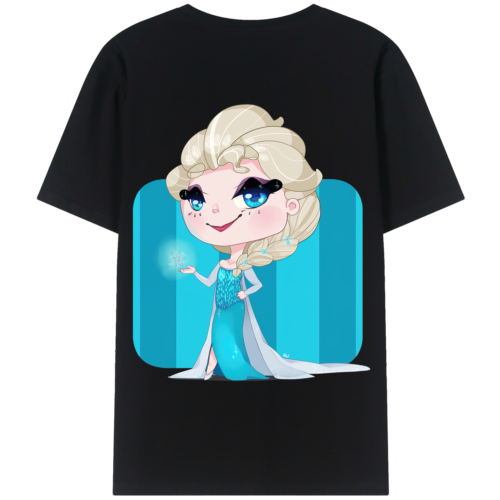 （画像用） アナと雪の女王 アンナ エルサ Frozen Anna Elsa レディース半袖Tシャツ(バックプリント)