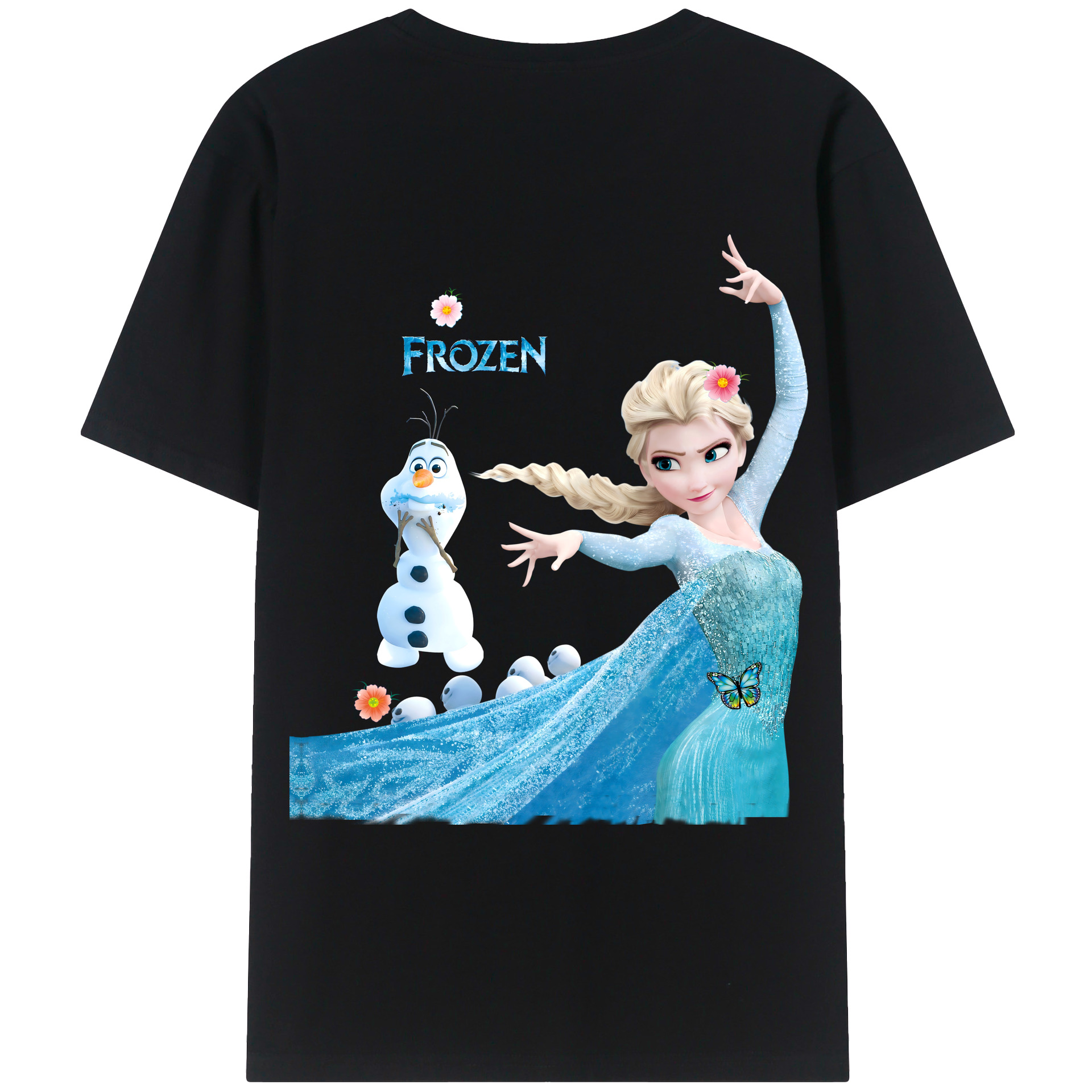 （画像用） アナと雪の女王 アンナ エルサ Frozen Anna Elsa レディース半袖Tシャツ(バックプリント)