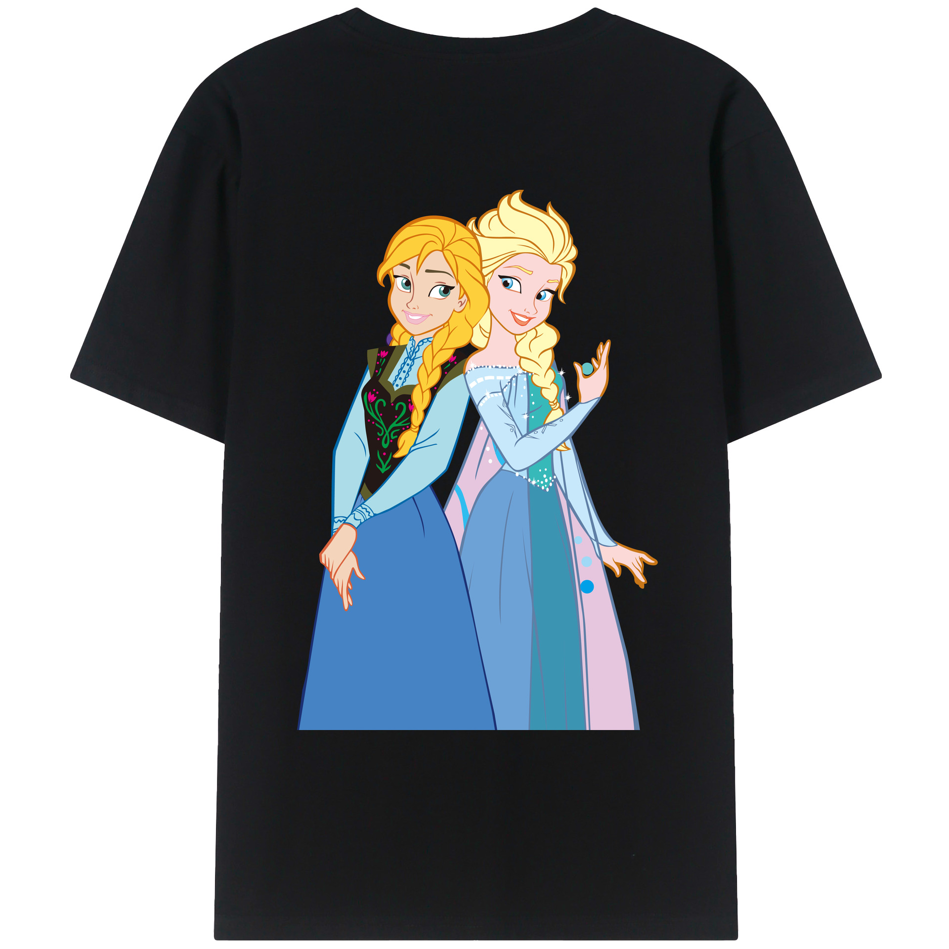 （画像用） アナと雪の女王 アンナ エルサ Frozen Anna Elsa レディース半袖Tシャツ(バックプリント)