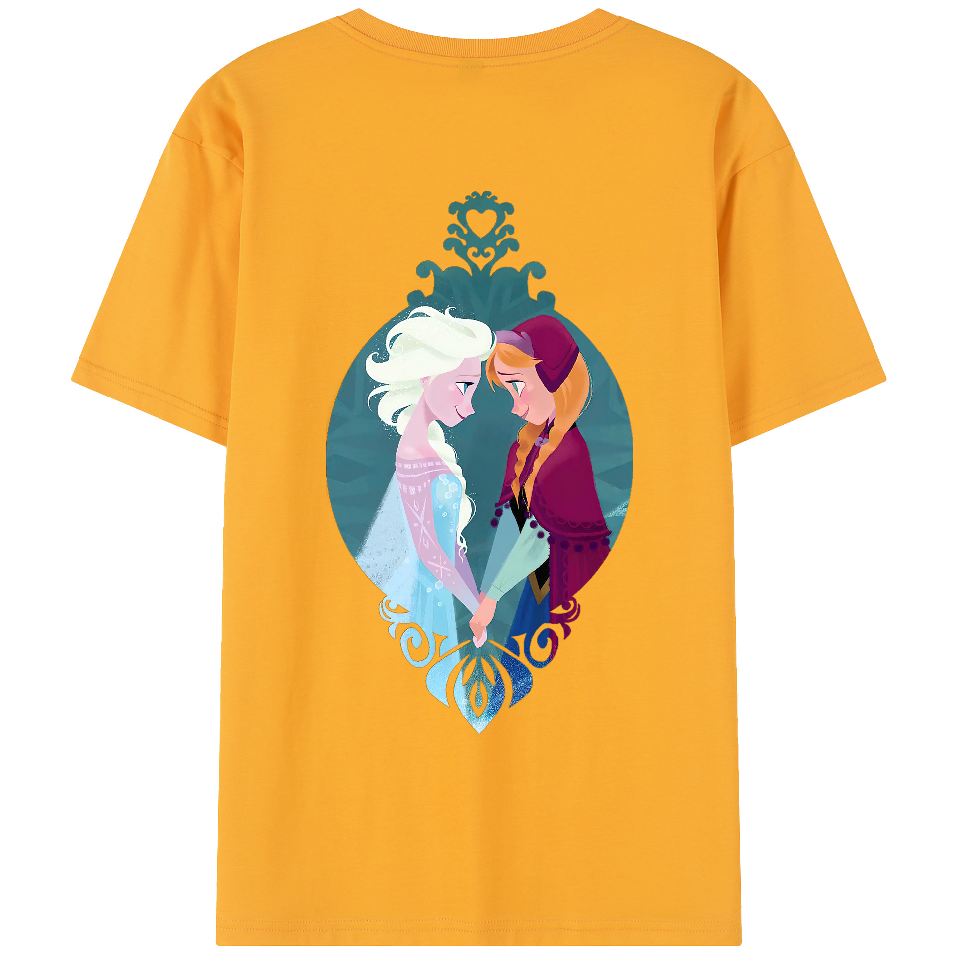 （画像用） アナと雪の女王 アンナ エルサ Frozen Anna Elsa レディース半袖Tシャツ(バックプリント)