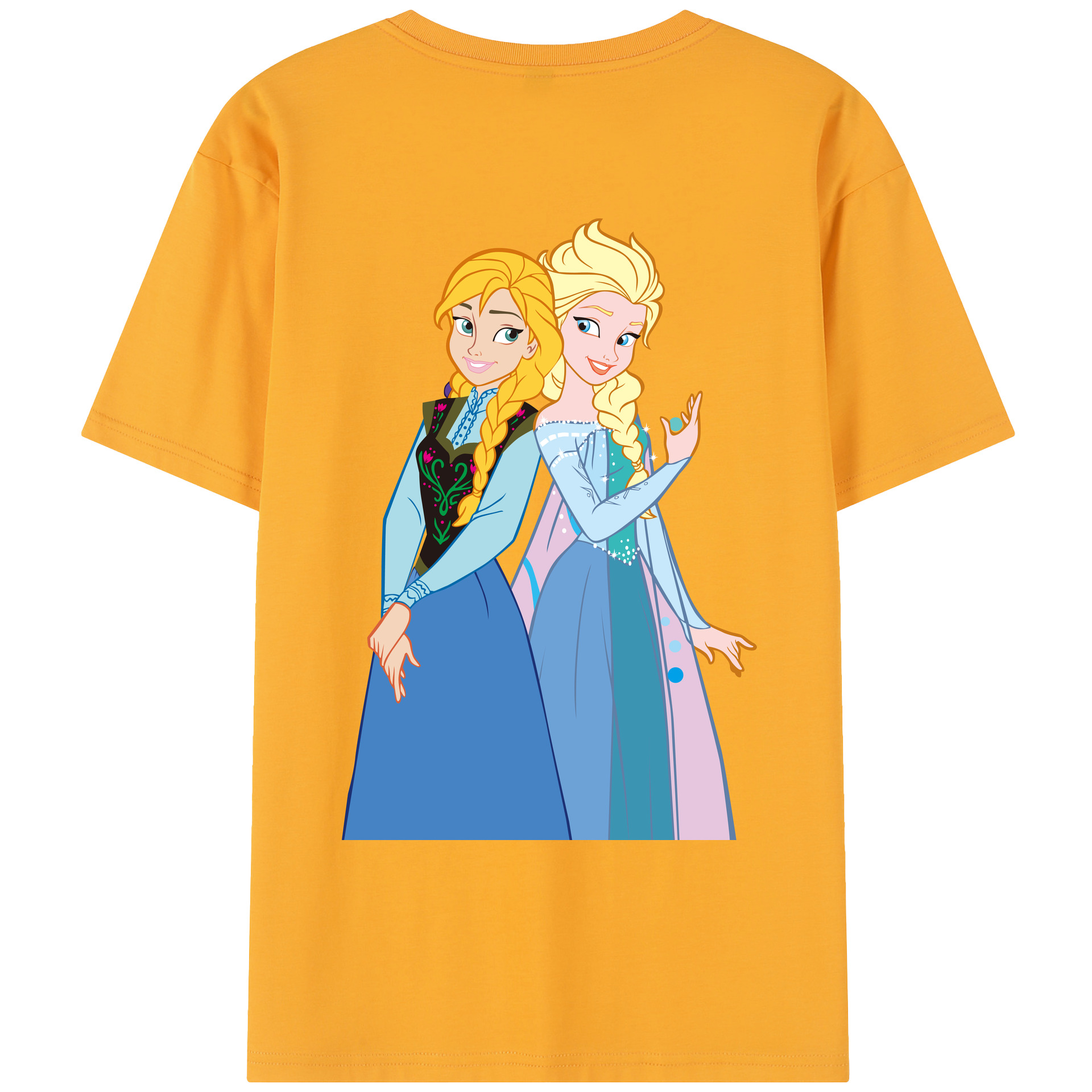 （画像用） アナと雪の女王 アンナ エルサ Frozen Anna Elsa レディース半袖Tシャツ(バックプリント)