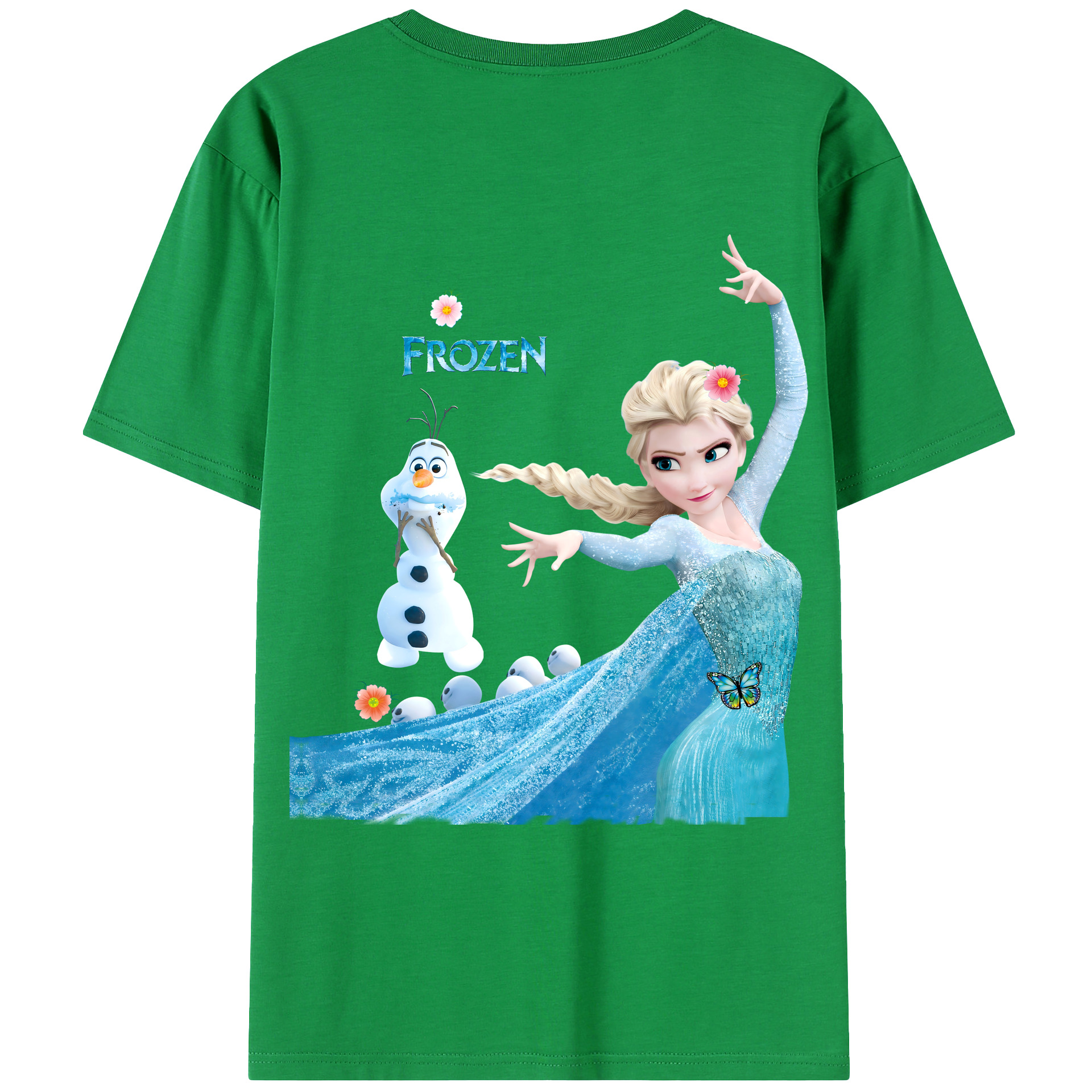 （画像用） アナと雪の女王 アンナ エルサ Frozen Anna Elsa レディース半袖Tシャツ(バックプリント)