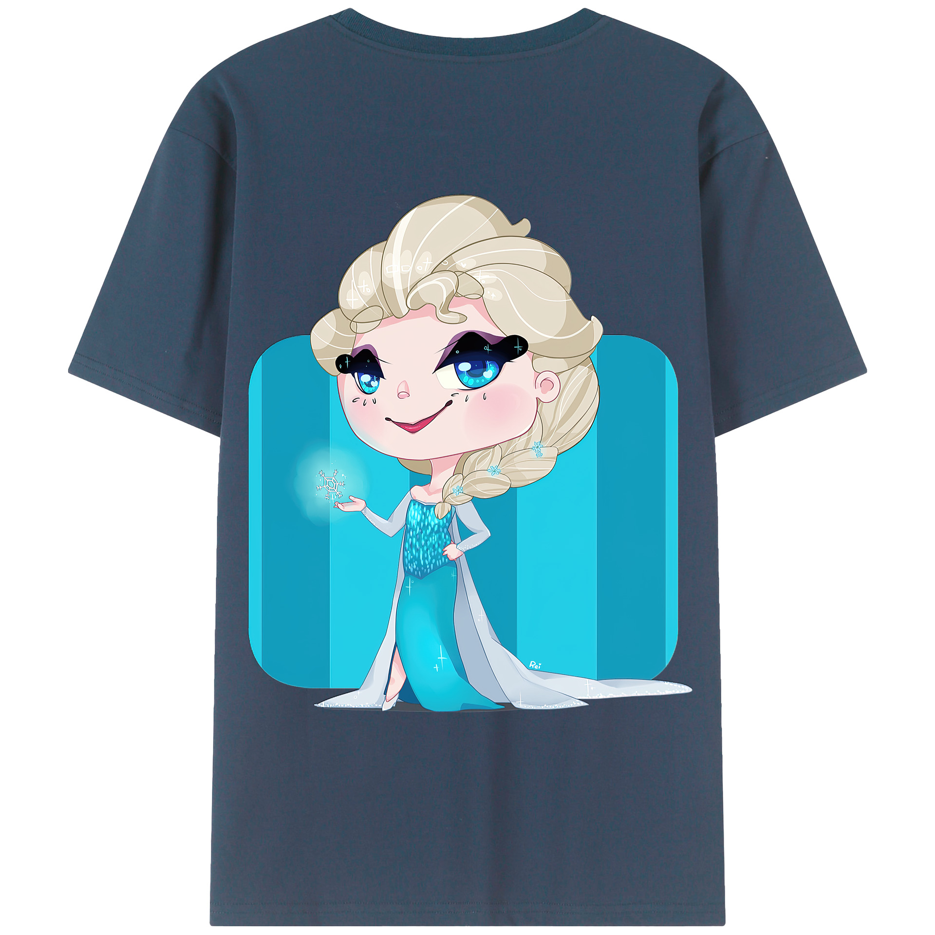 （画像用） アナと雪の女王 アンナ エルサ Frozen Anna Elsa レディース半袖Tシャツ(バックプリント)