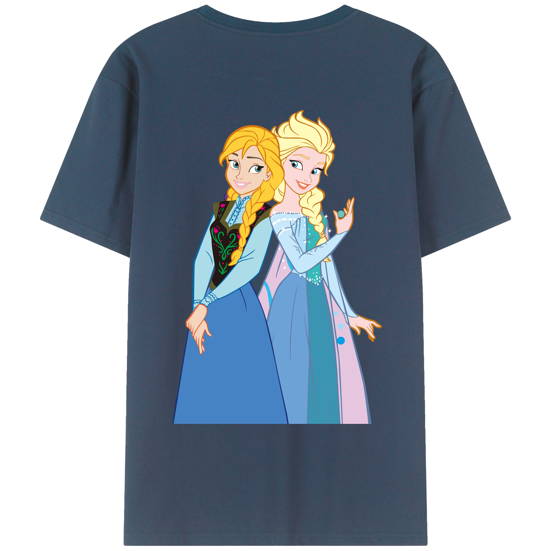 （画像用） アナと雪の女王 アンナ エルサ Frozen Anna Elsa レディース半袖Tシャツ(バックプリント)