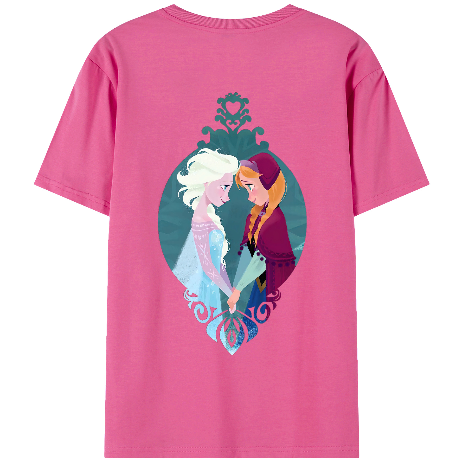 （画像用） アナと雪の女王 アンナ エルサ Frozen Anna Elsa レディース半袖Tシャツ(バックプリント)