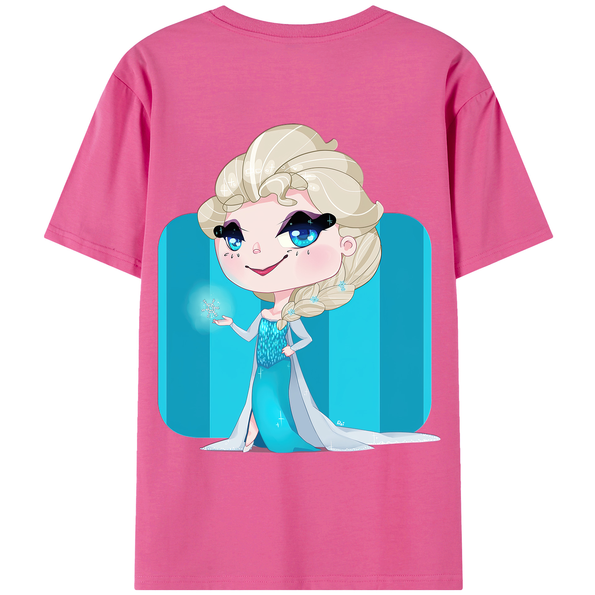 （画像用） アナと雪の女王 アンナ エルサ Frozen Anna Elsa レディース半袖Tシャツ(バックプリント)