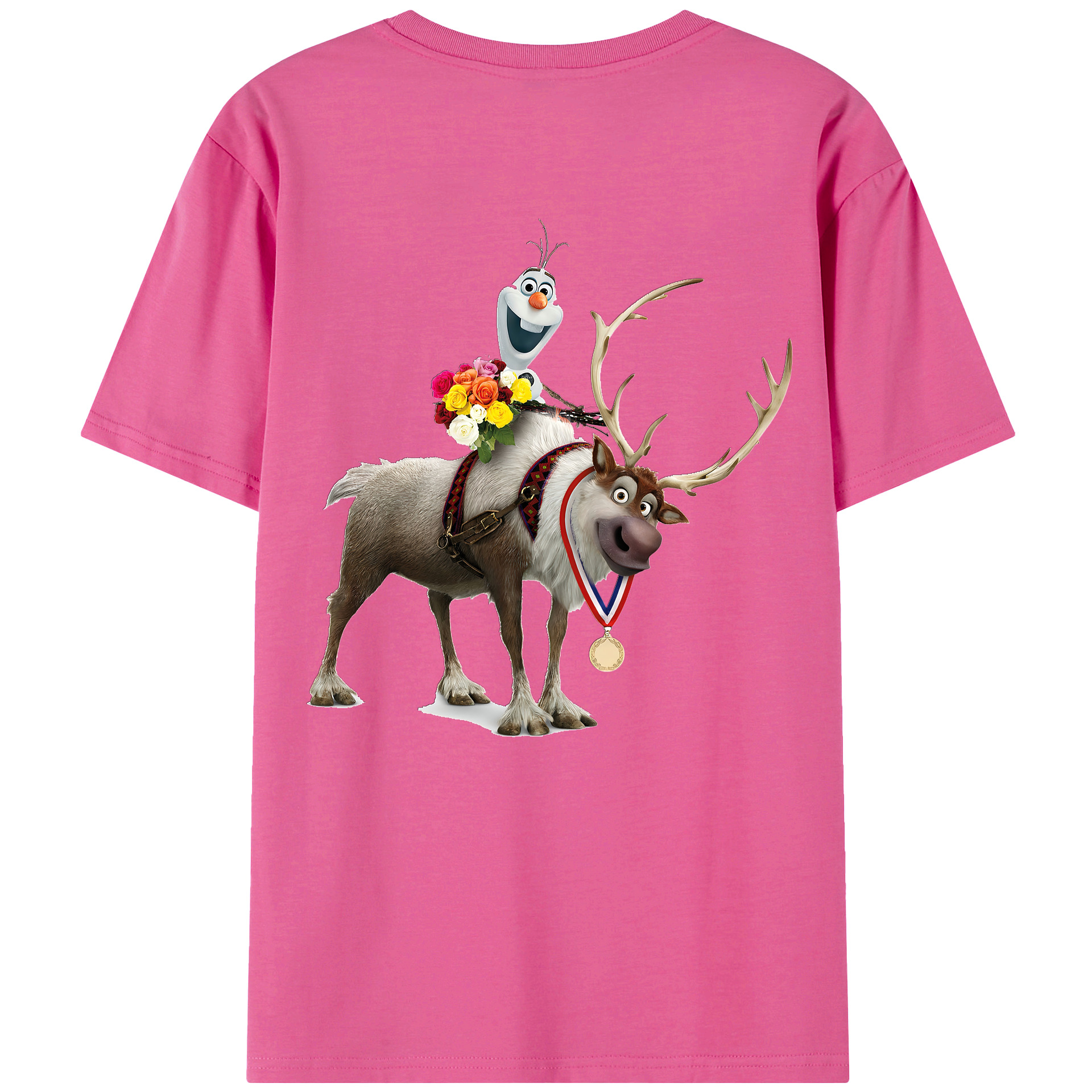 （画像用） アナと雪の女王 アンナ エルサ Frozen Anna Elsa レディース半袖Tシャツ(バックプリント)