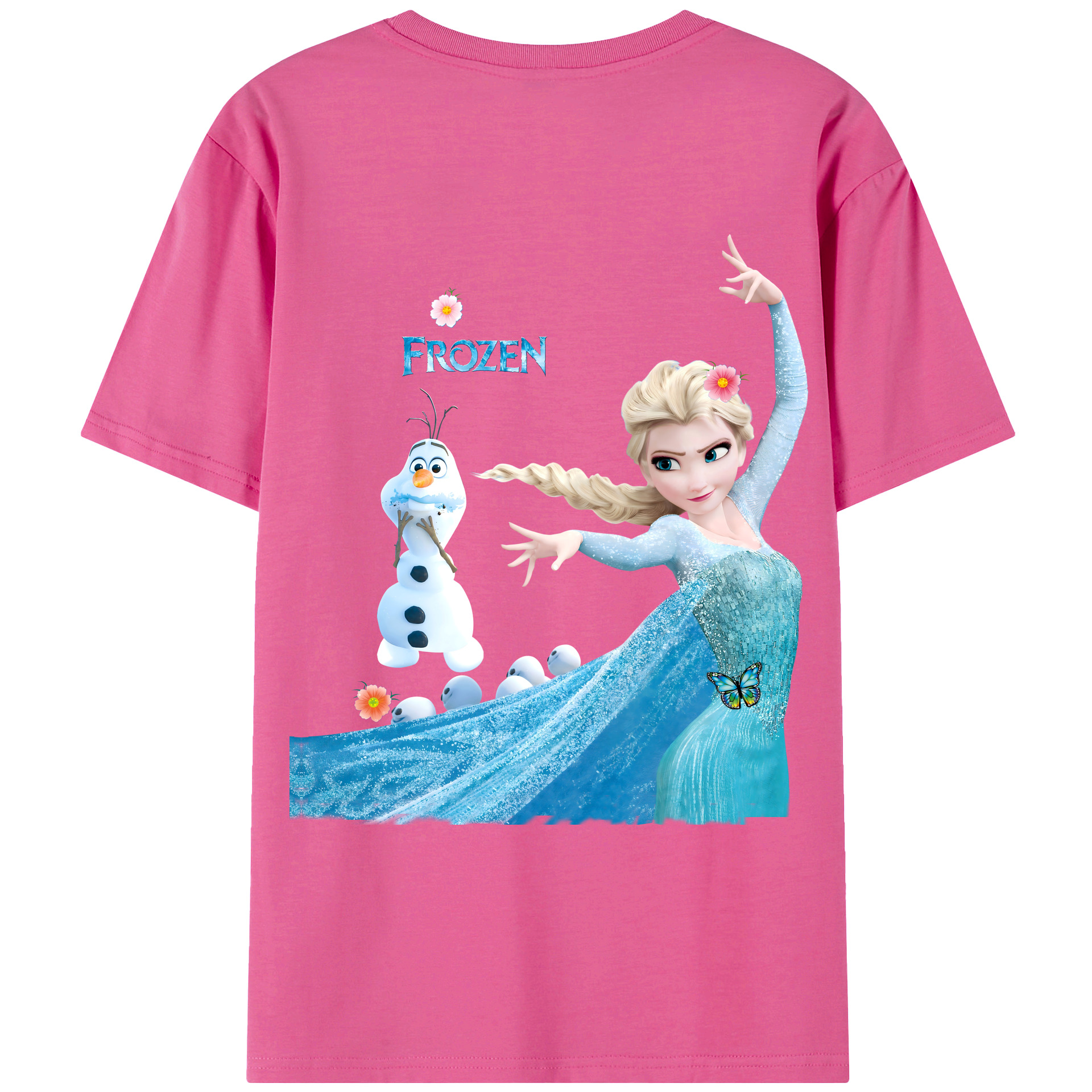 （画像用） アナと雪の女王 アンナ エルサ Frozen Anna Elsa レディース半袖Tシャツ(バックプリント)