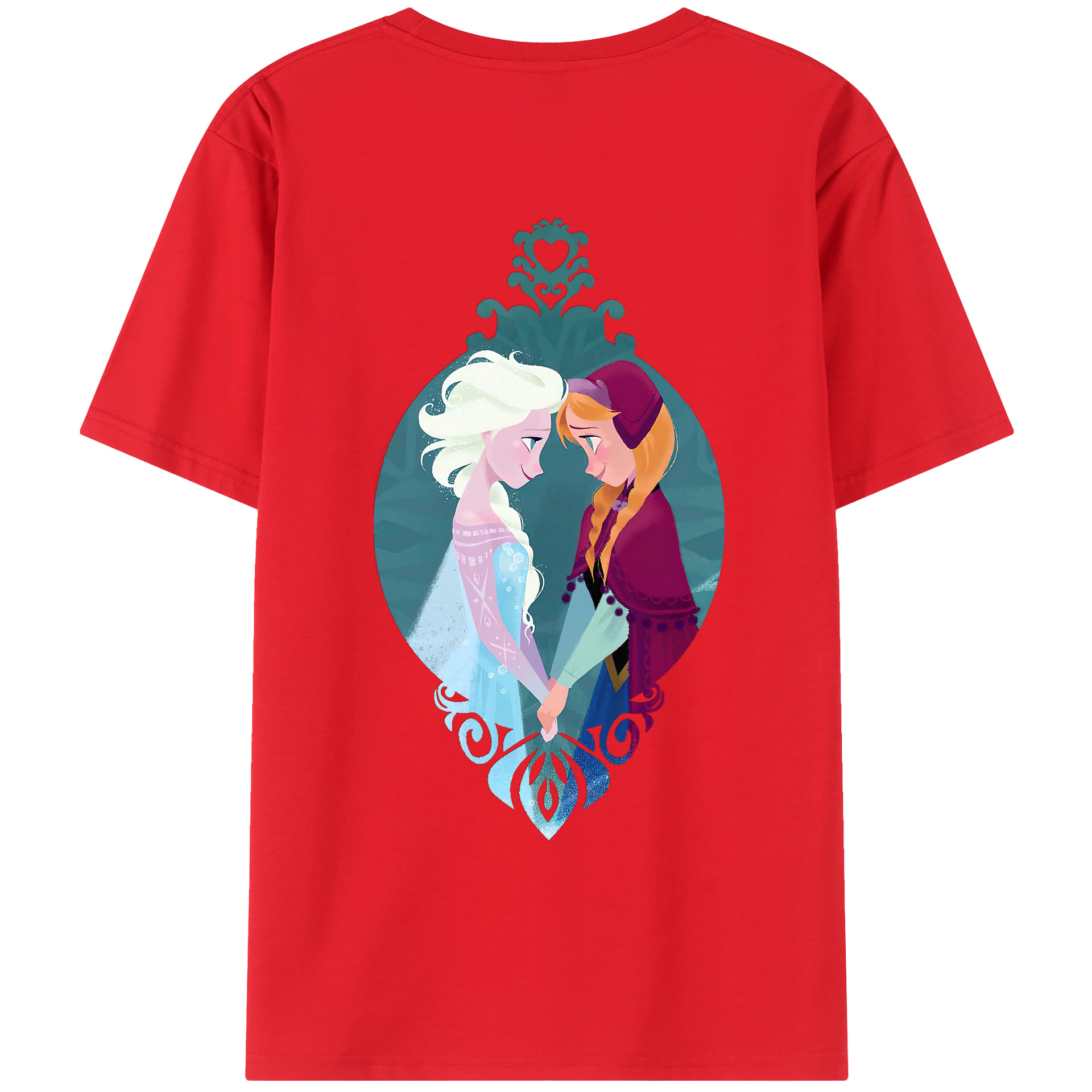 （画像用） アナと雪の女王 アンナ エルサ Frozen Anna Elsa レディース半袖Tシャツ(バックプリント)