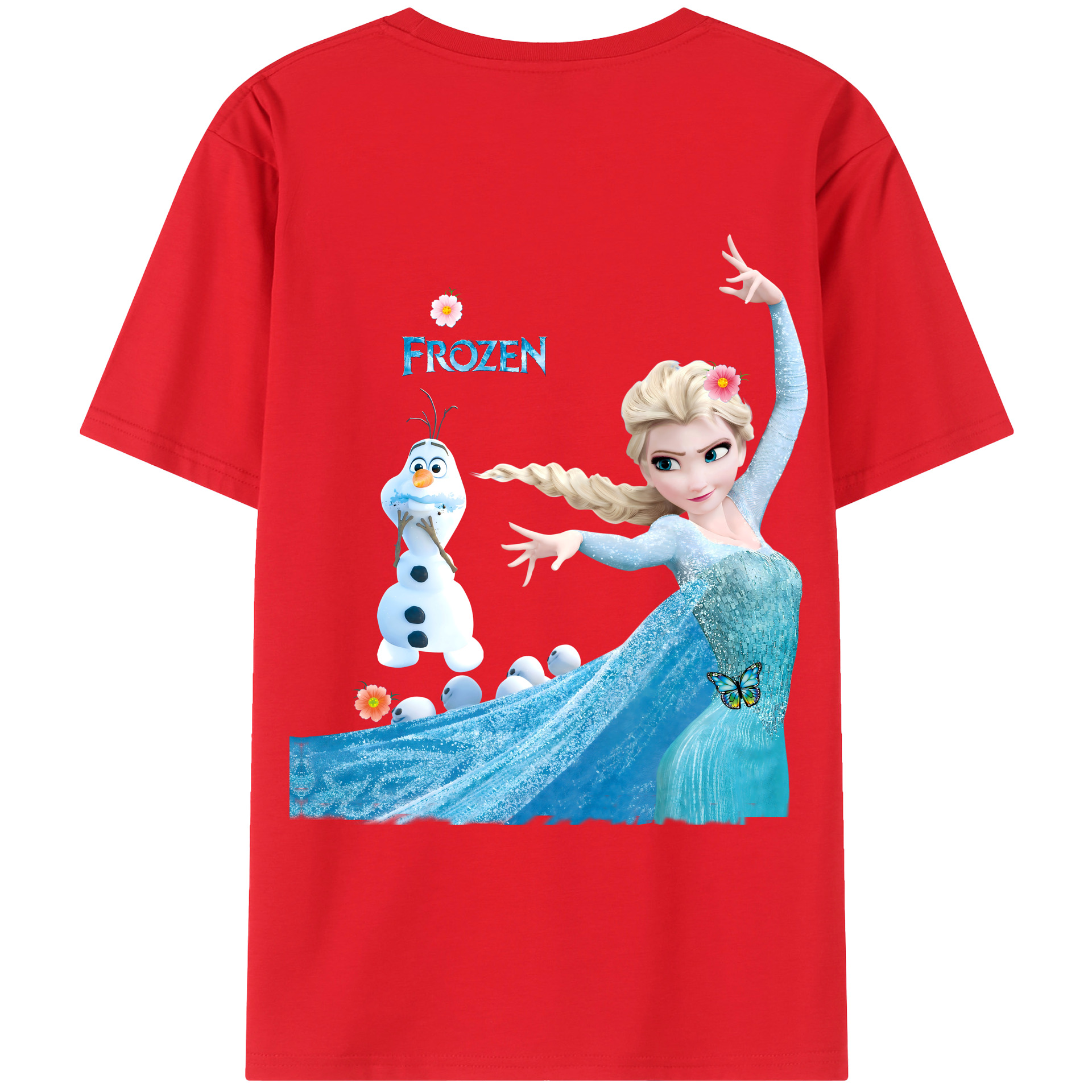 （画像用） アナと雪の女王 アンナ エルサ Frozen Anna Elsa レディース半袖Tシャツ(バックプリント)