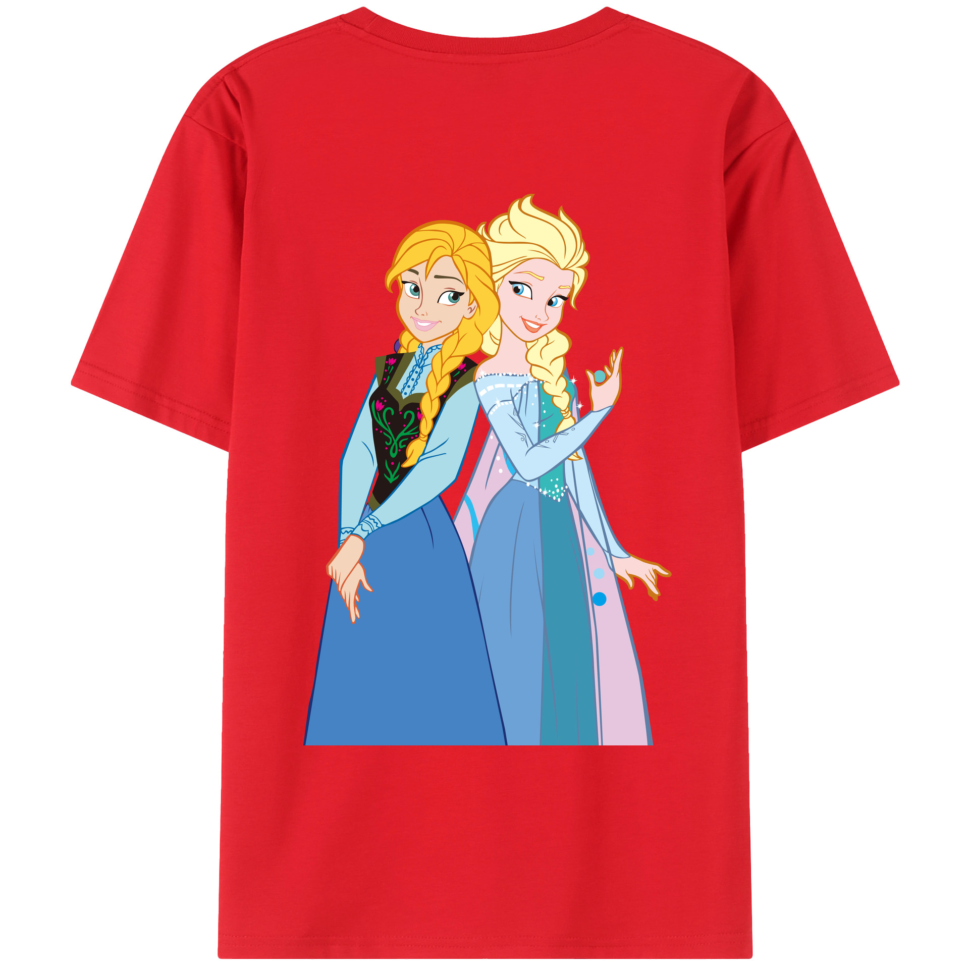 （画像用） アナと雪の女王 アンナ エルサ Frozen Anna Elsa レディース半袖Tシャツ(バックプリント)
