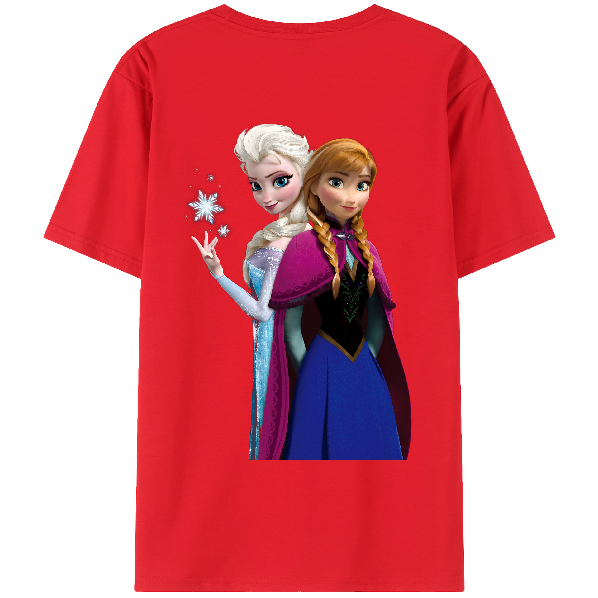 （画像用） アナと雪の女王 アンナ エルサ Frozen Anna Elsa レディース半袖Tシャツ(バックプリント)