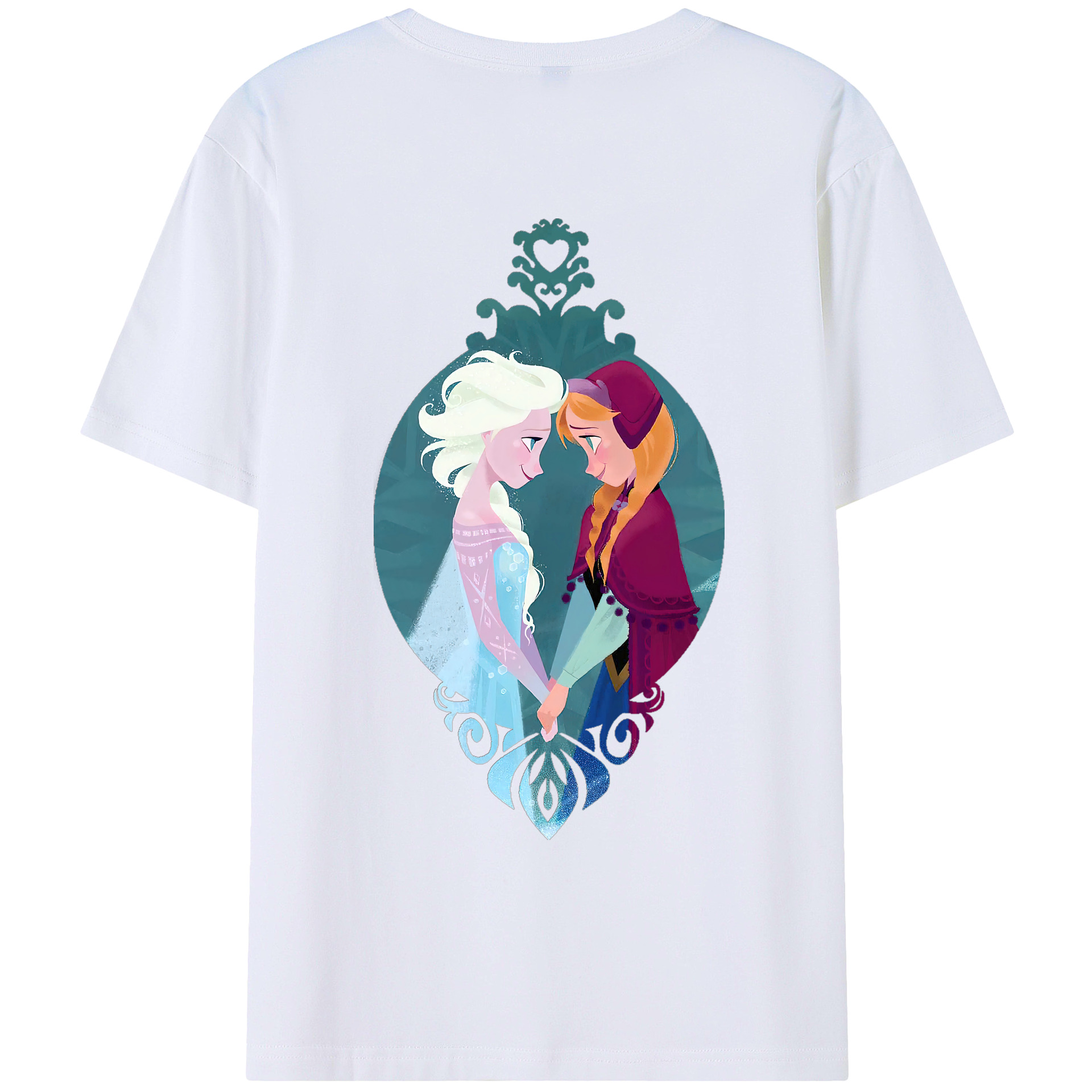 （画像用） アナと雪の女王 アンナ エルサ Frozen Anna Elsa レディース半袖Tシャツ(バックプリント)