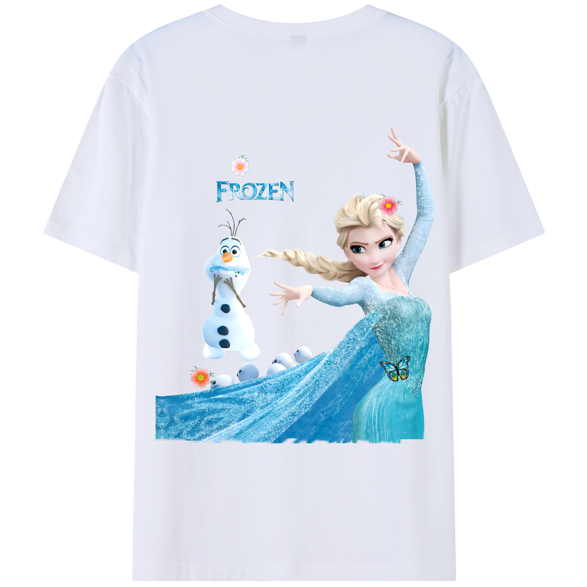 （画像用） アナと雪の女王 アンナ エルサ Frozen Anna Elsa レディース半袖Tシャツ(バックプリント)