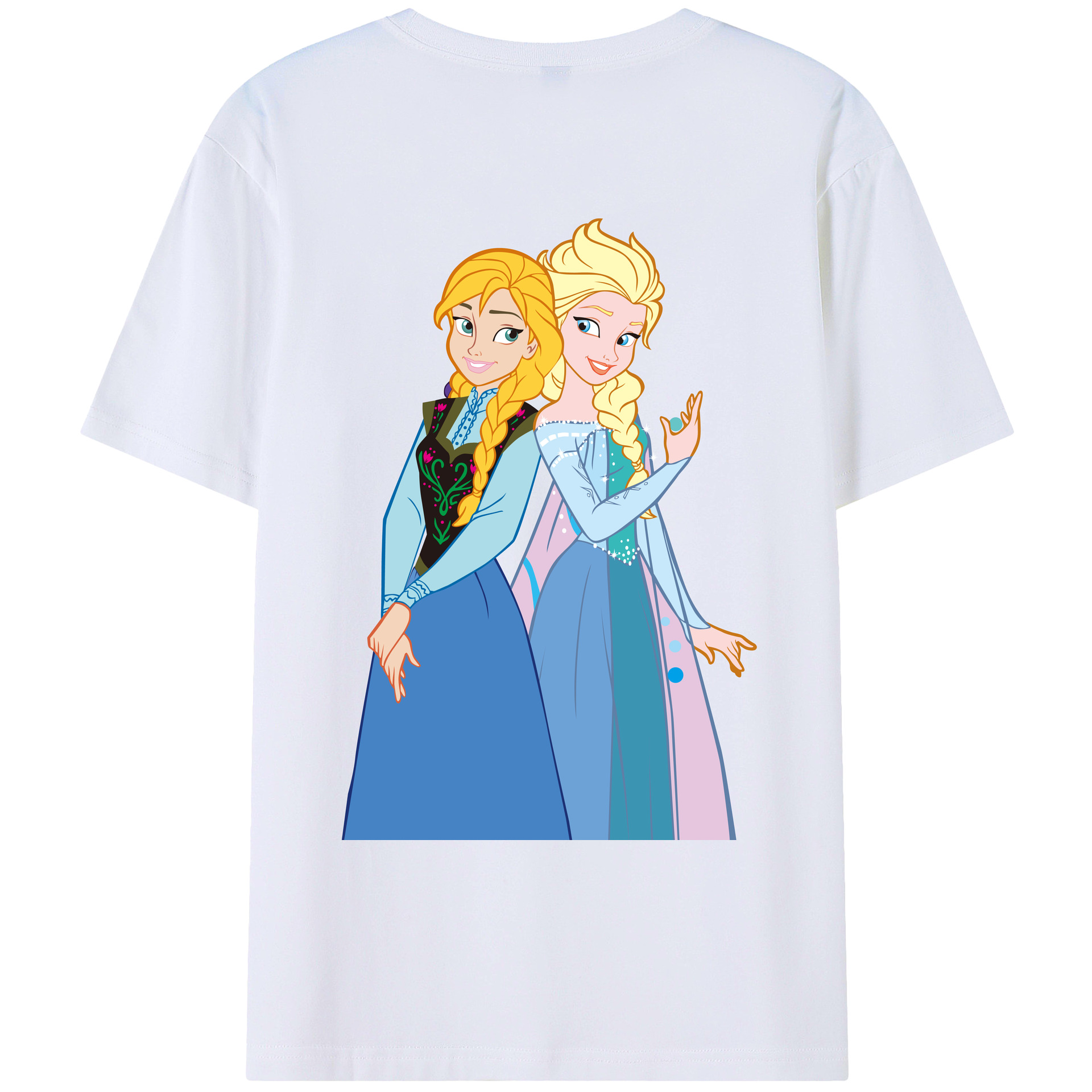 （画像用） アナと雪の女王 アンナ エルサ Frozen Anna Elsa レディース半袖Tシャツ(バックプリント)