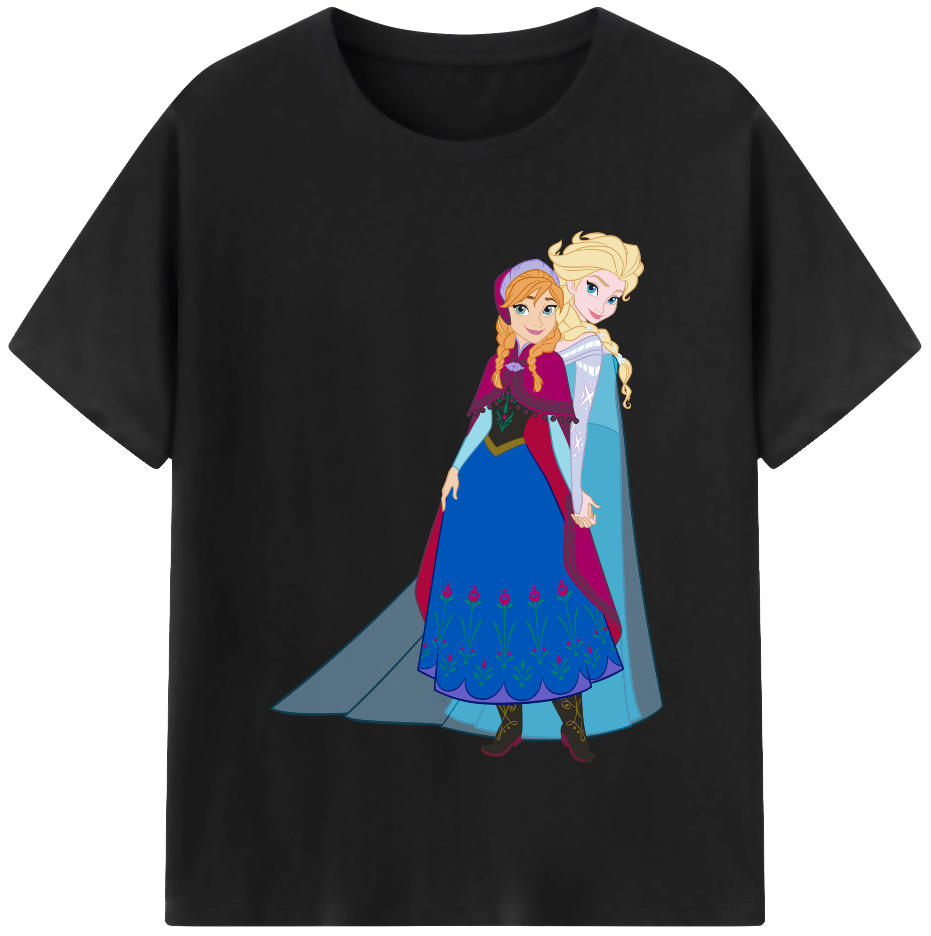 （画像用） アナと雪の女王 アンナ エルサ Frozen Anna Elsa レディースカジュアルプリントTシャツ（綿100％）