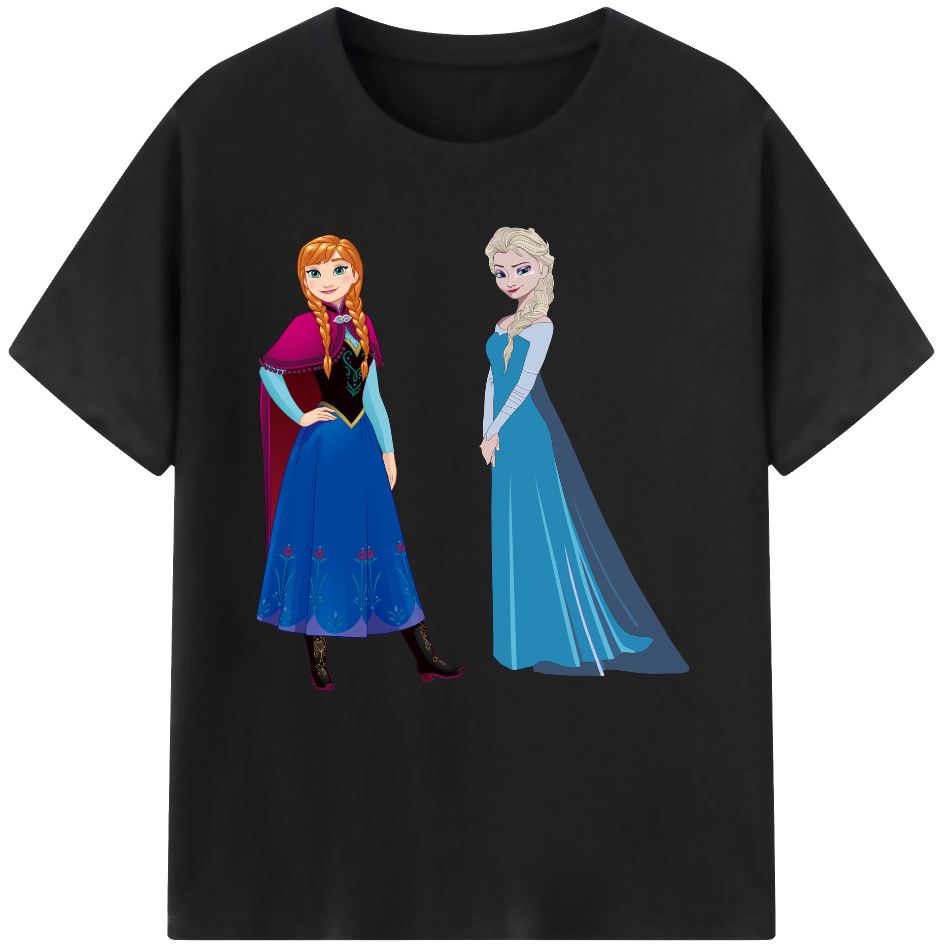 （画像用） アナと雪の女王 アンナ エルサ Frozen Anna Elsa レディースカジュアルプリントTシャツ（綿100％）