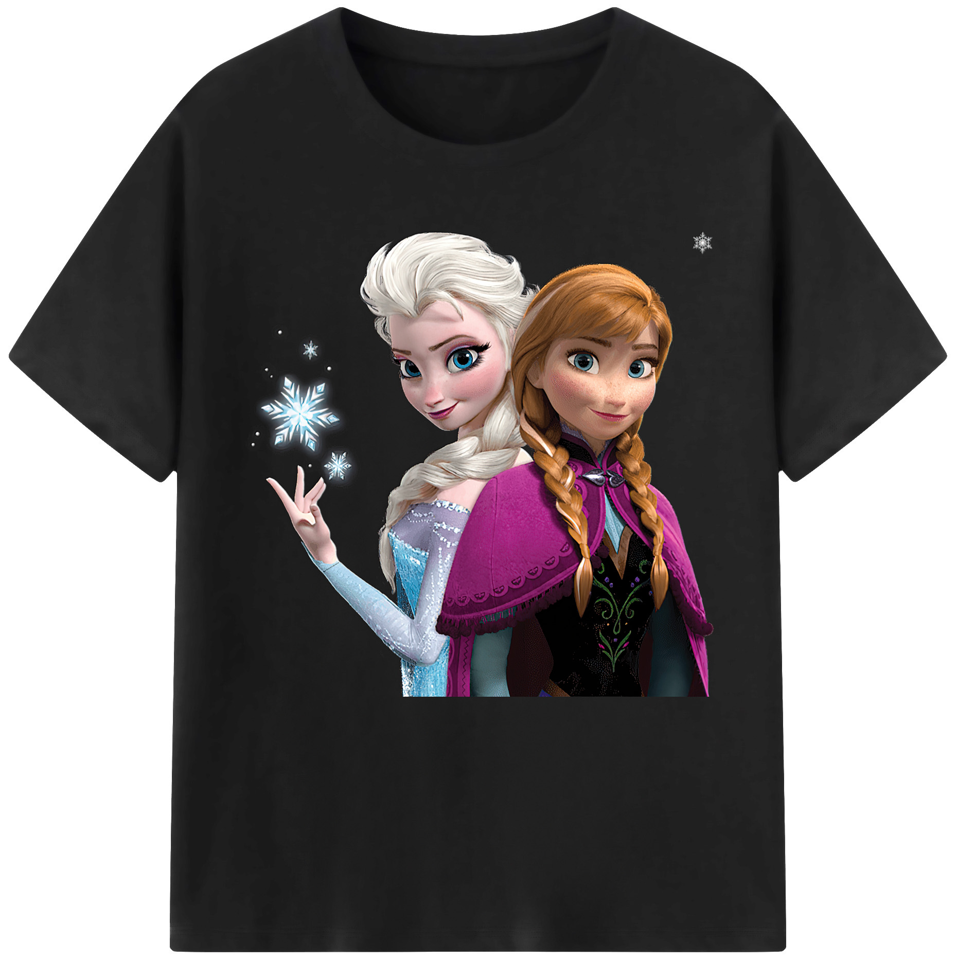 （画像用） アナと雪の女王 アンナ エルサ Frozen Anna Elsa レディースカジュアルプリントTシャツ（綿100％）