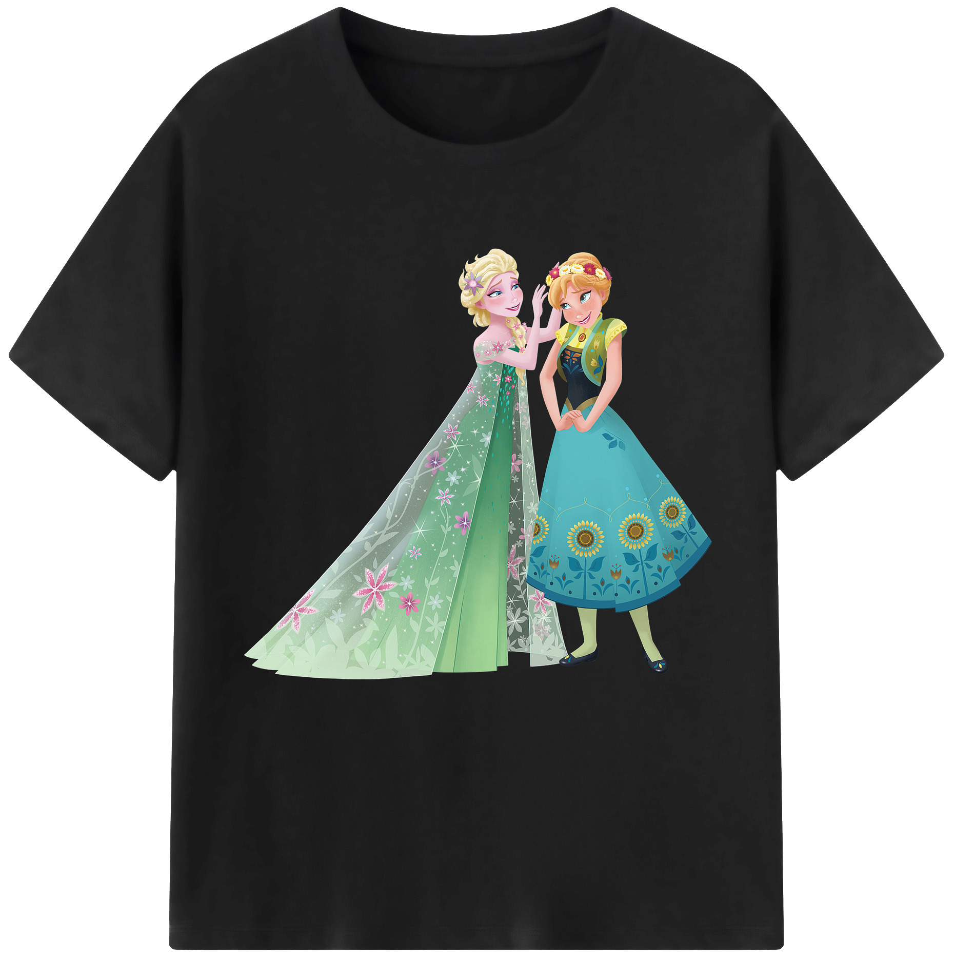 （画像用） アナと雪の女王 アンナ エルサ Frozen Anna Elsa レディースカジュアルプリントTシャツ（綿100％）