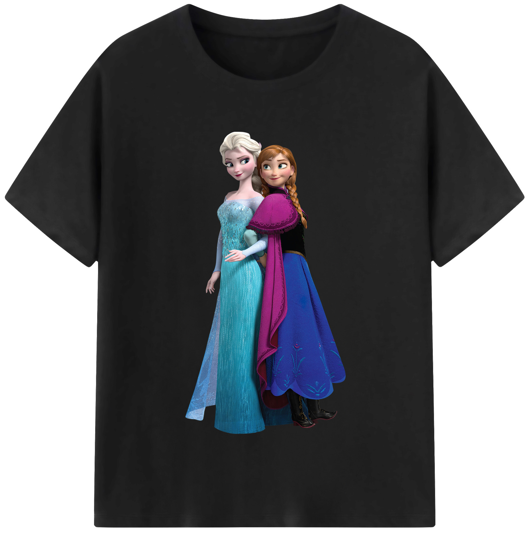 （画像用） アナと雪の女王 アンナ エルサ Frozen Anna Elsa レディースカジュアルプリントTシャツ（綿100％）