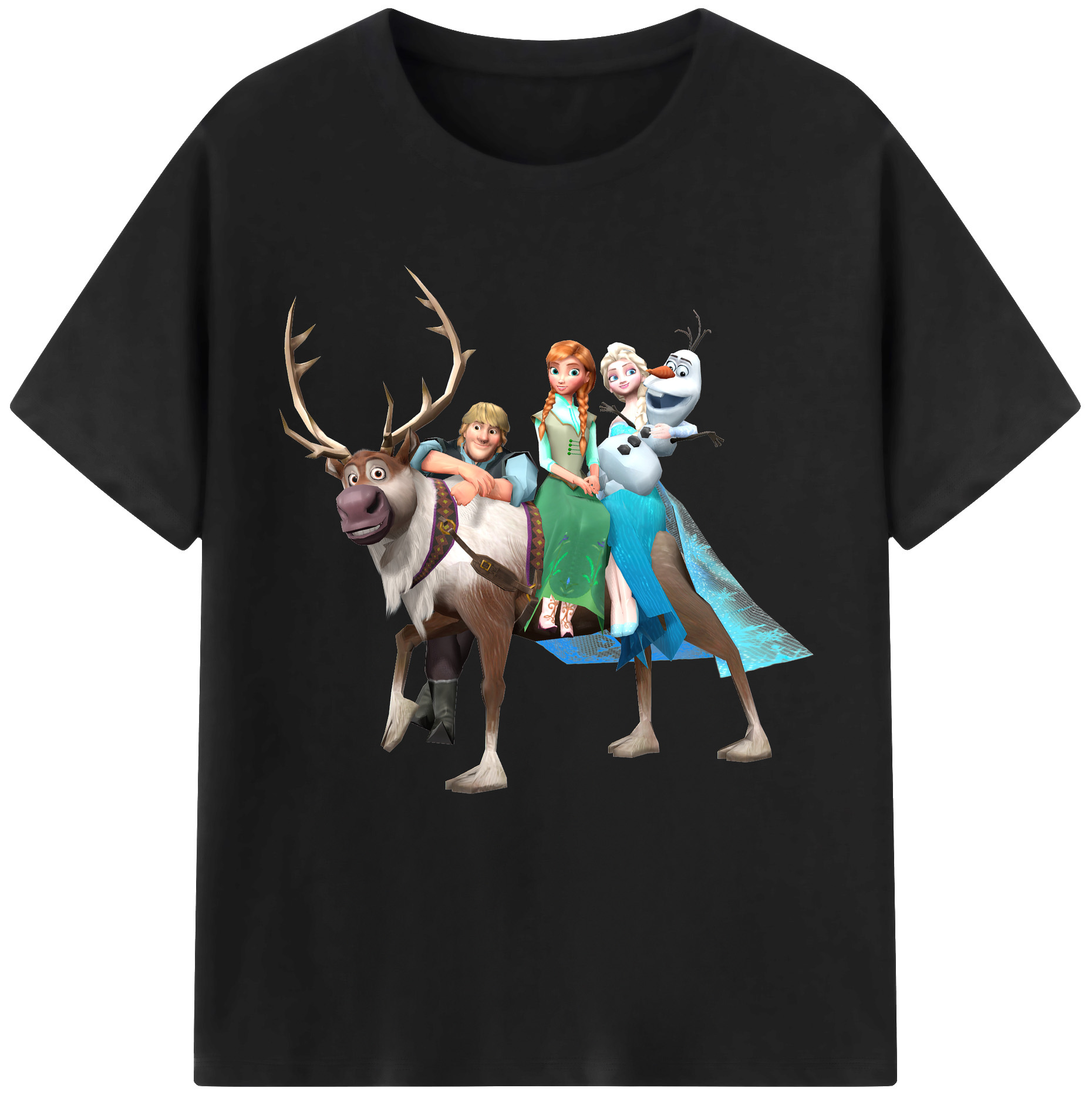 （画像用） アナと雪の女王 アンナ エルサ Frozen Anna Elsa レディースカジュアルプリントTシャツ（綿100％）