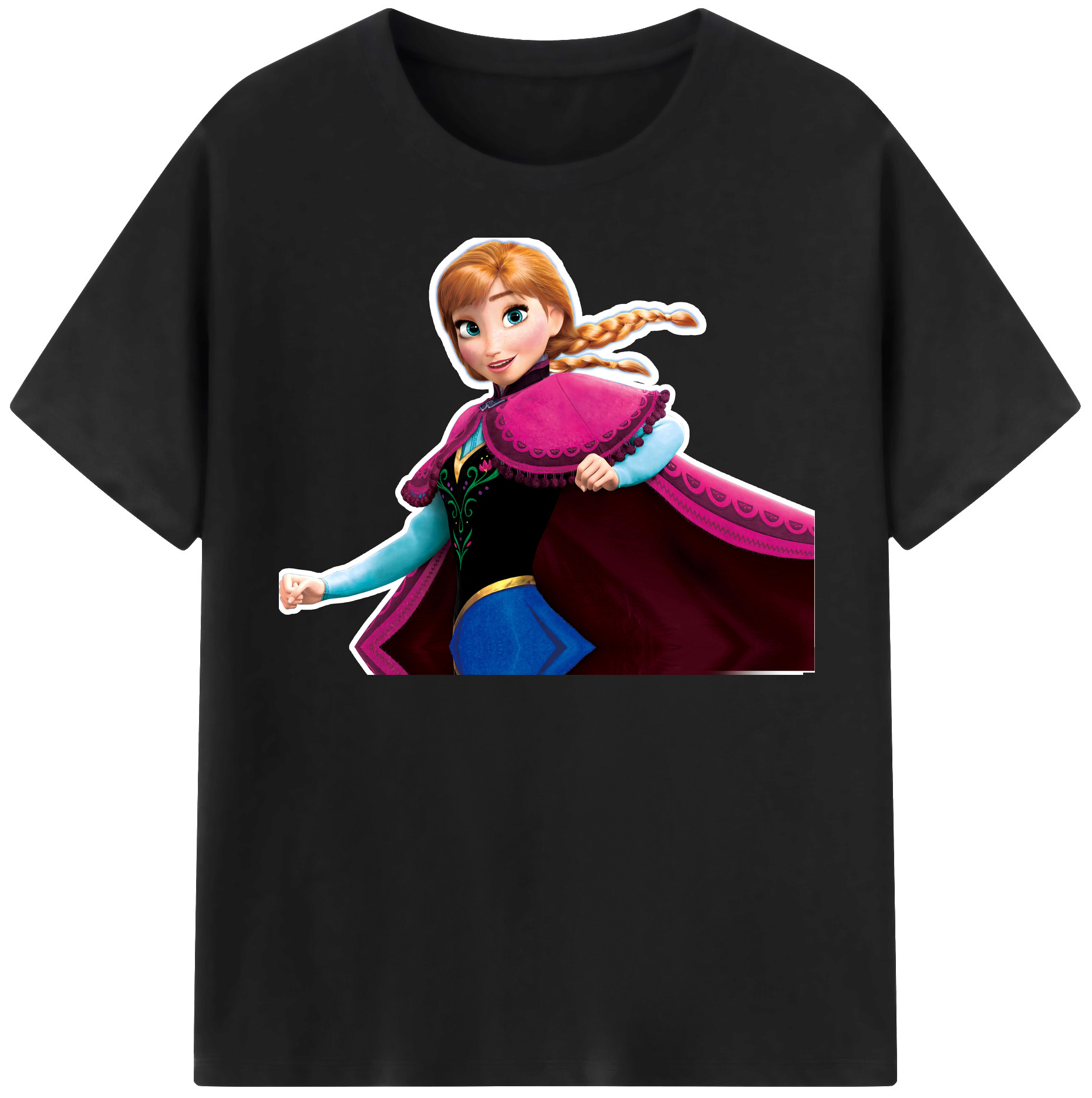 （画像用） アナと雪の女王 アンナ エルサ Frozen Anna Elsa レディースカジュアルプリントTシャツ（綿100％）