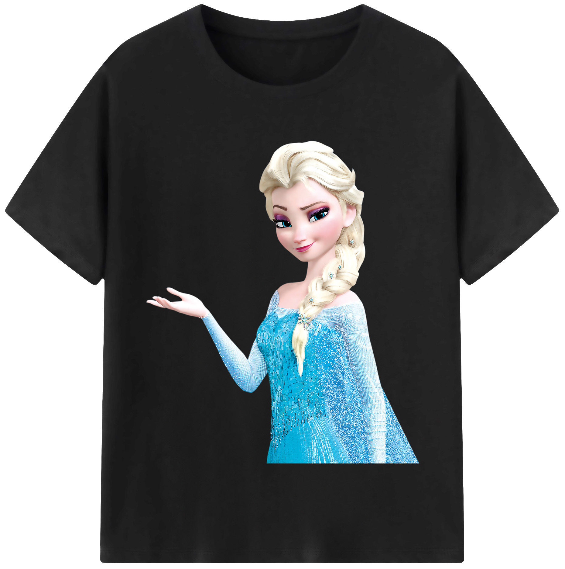 （画像用） アナと雪の女王 アンナ エルサ Frozen Anna Elsa レディースカジュアルプリントTシャツ（綿100％）