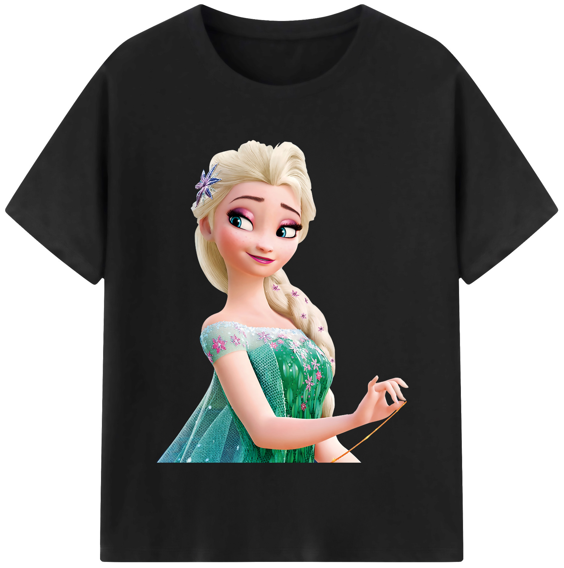 （画像用） アナと雪の女王 アンナ エルサ Frozen Anna Elsa レディースカジュアルプリントTシャツ（綿100％）