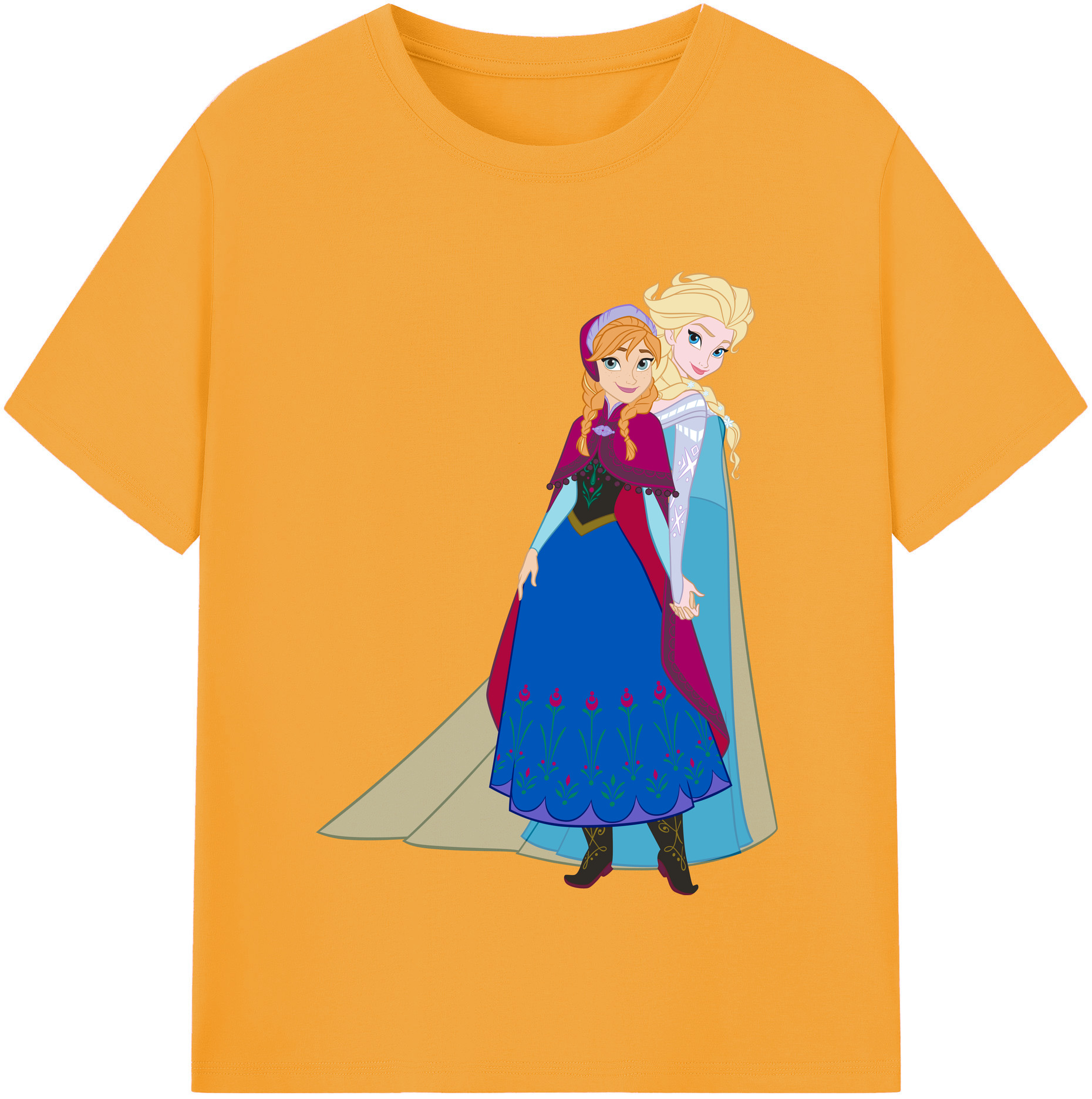 （画像用） アナと雪の女王 アンナ エルサ Frozen Anna Elsa レディースカジュアルプリントTシャツ（綿100％）