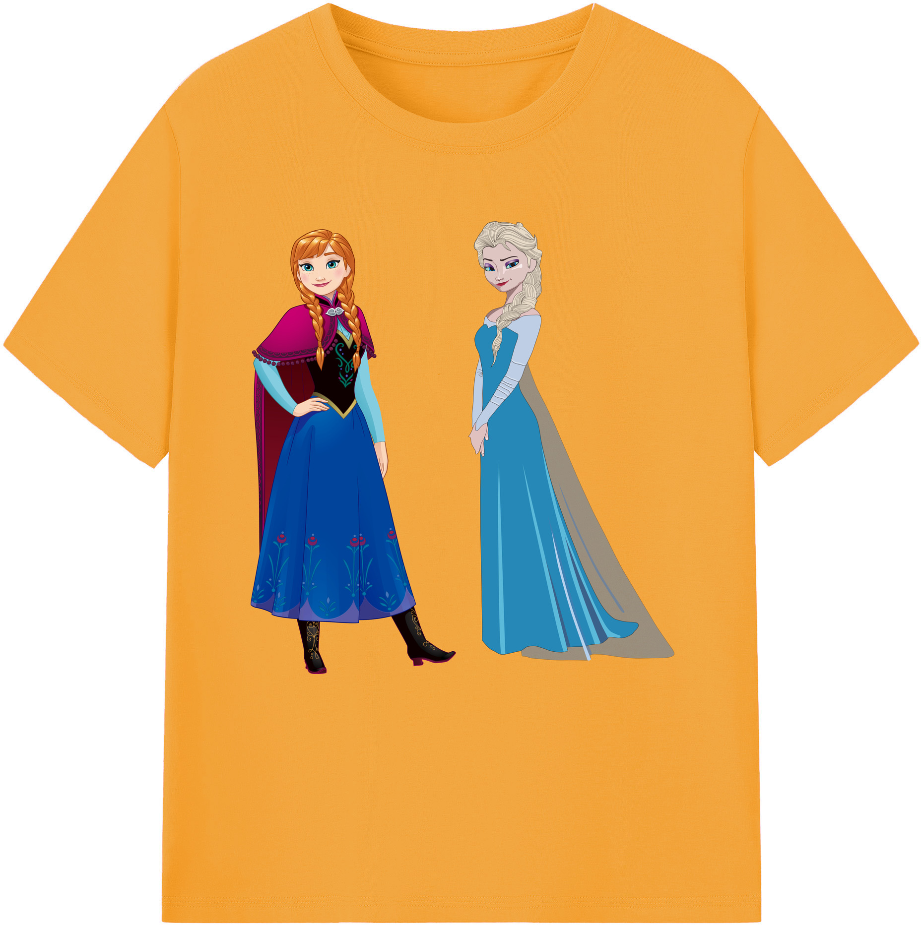 （画像用） アナと雪の女王 アンナ エルサ Frozen Anna Elsa レディースカジュアルプリントTシャツ（綿100％）